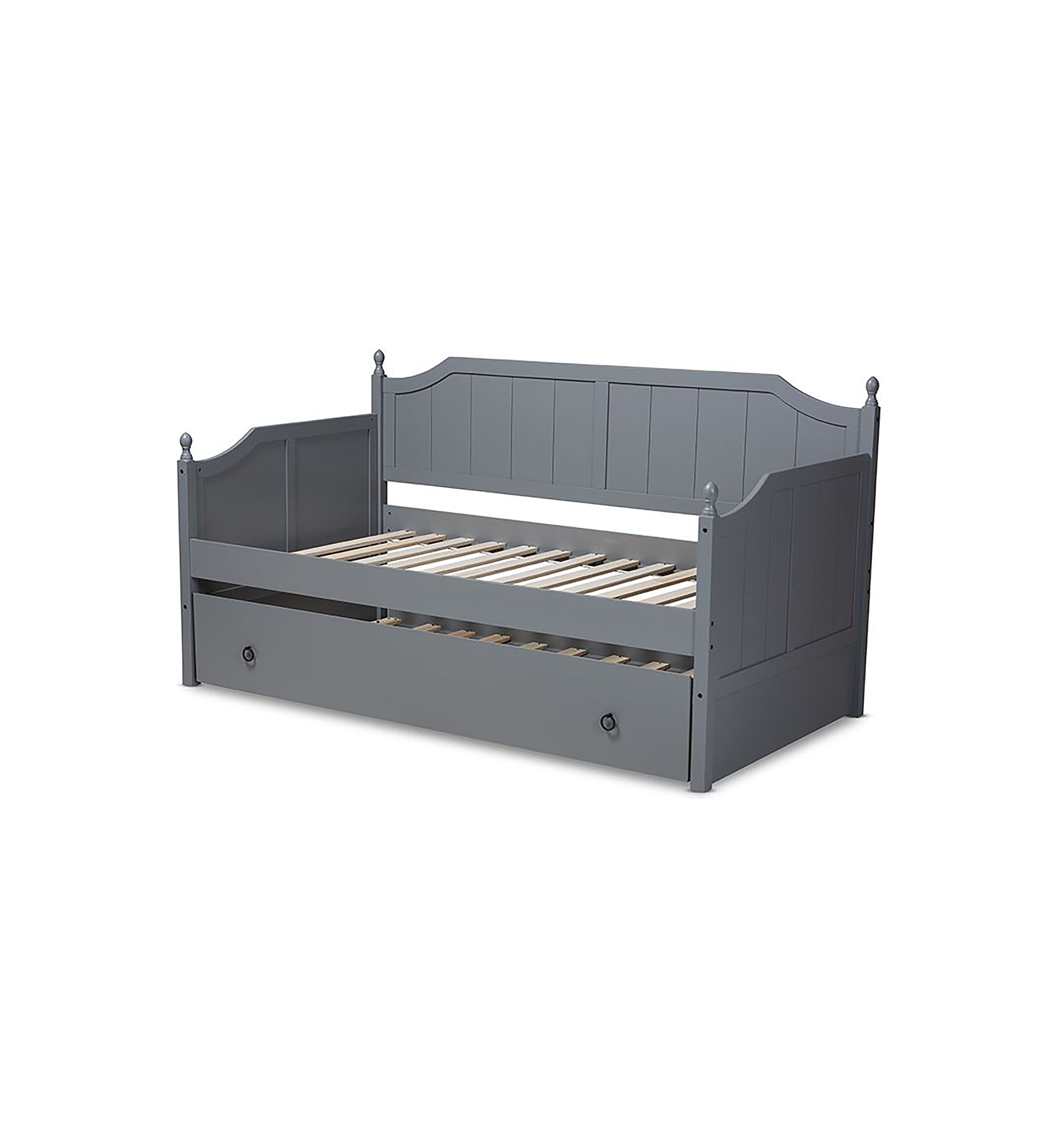 Millie Cottage Farmhouse Grey Finished Wood Daybed with Trundle