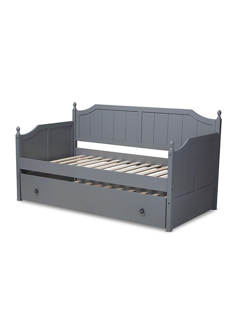 Millie Cottage Farmhouse Grey Finished Wood Daybed with Trundle