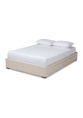 Baxton Studio Leni Modern And Contemporary Light Grey Fabric Upholstered 4-Drawer Platform Storage Bed Frame