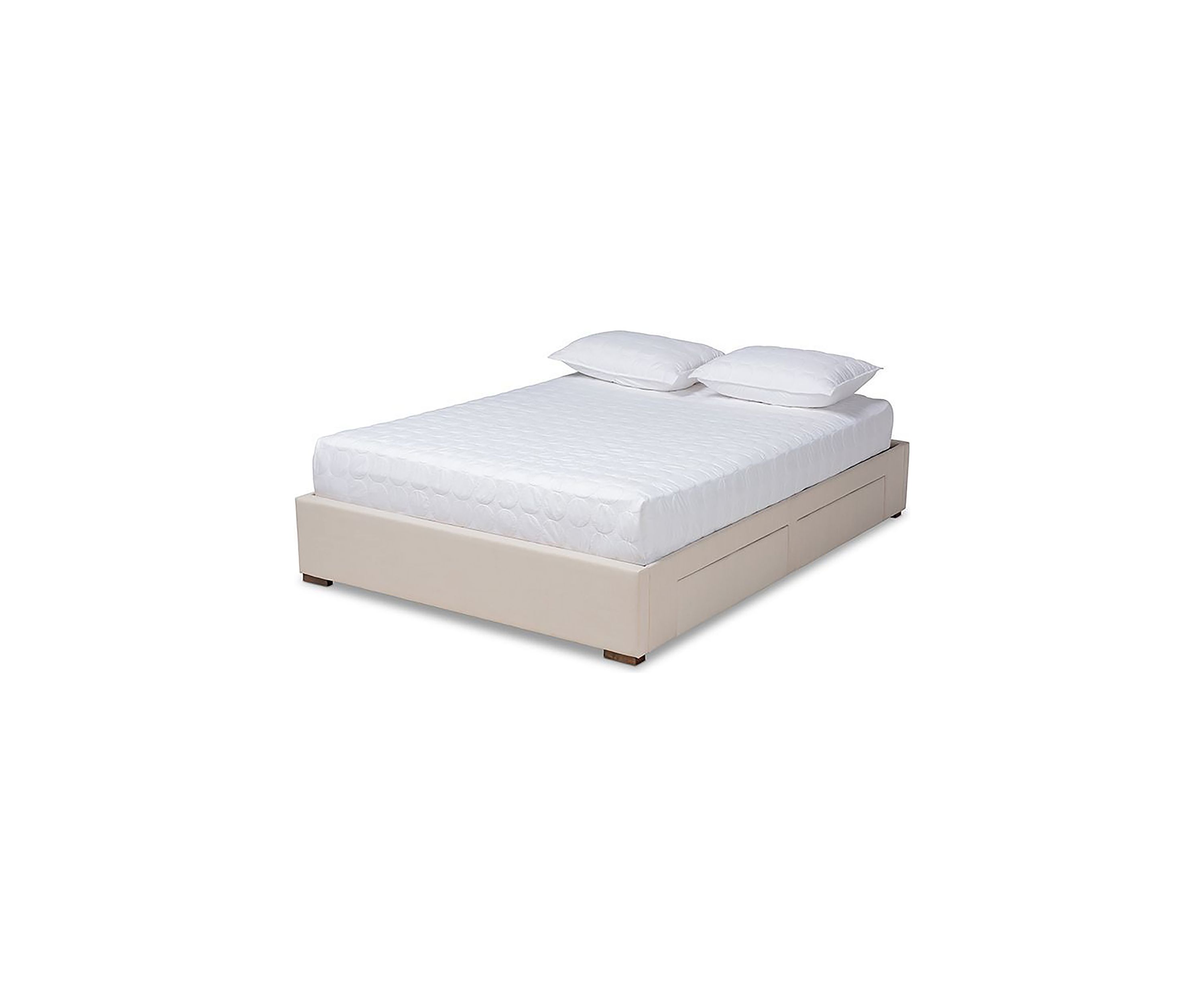 Leni Modern and Contemporary Light Grey Fabric Upholstered 4-Drawer Platform Storage Bed Frame