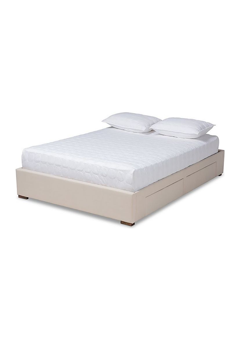Leni Modern and Contemporary Light Grey Fabric Upholstered 4-Drawer Platform Storage Bed Frame