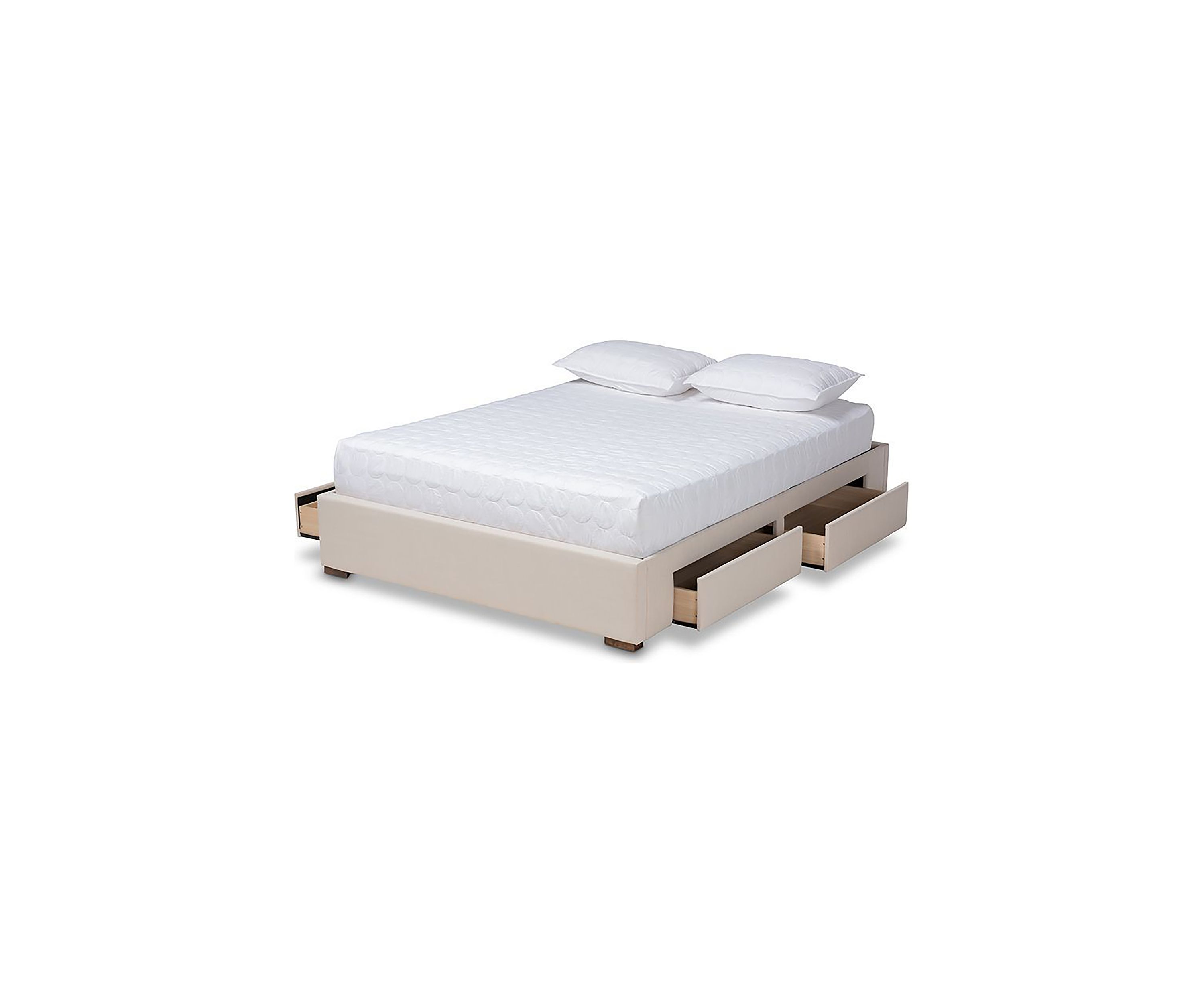 Leni Modern and Contemporary Light Grey Fabric Upholstered 4-Drawer Platform Storage Bed Frame
