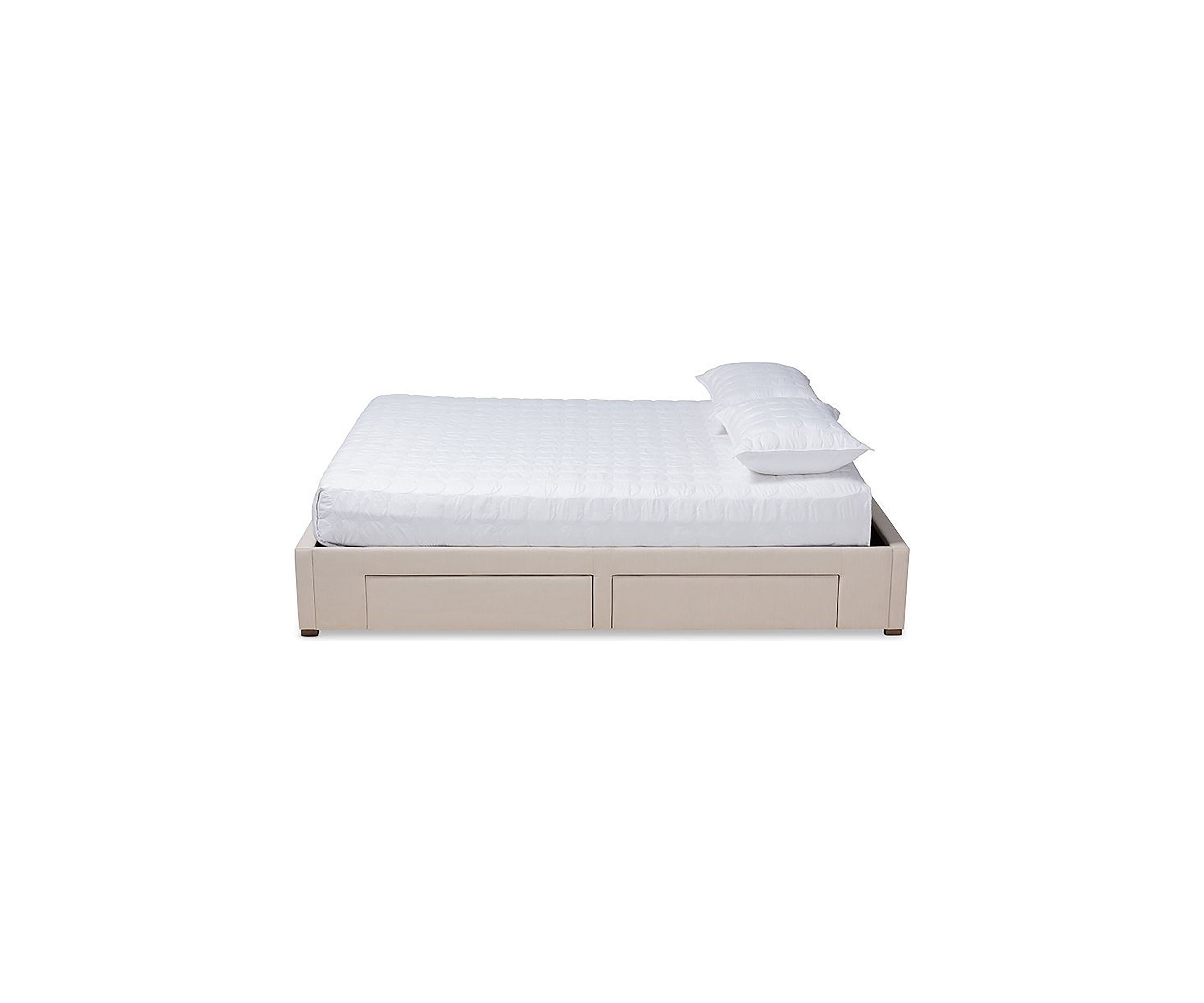 Leni Modern and Contemporary Light Grey Fabric Upholstered 4-Drawer Platform Storage Bed Frame
