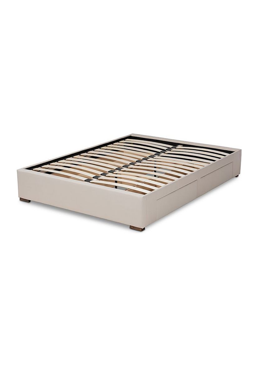 Leni Modern and Contemporary Light Grey Fabric Upholstered 4-Drawer Platform Storage Bed Frame