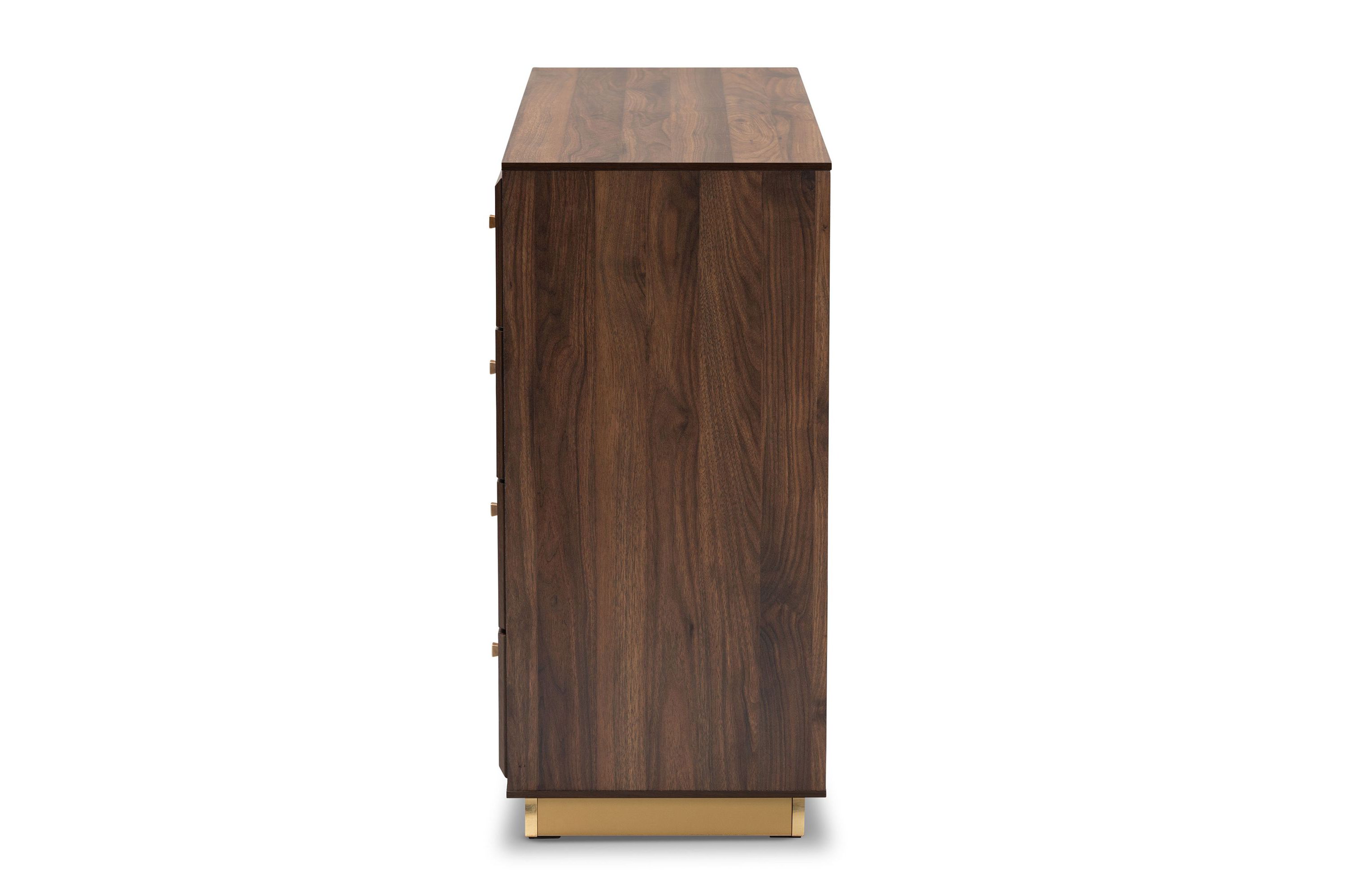 Braxton Studio Cormac Modern and Contemporary Walnut Brown Finished Wood and Gold Metal 8-Drawer Dresser