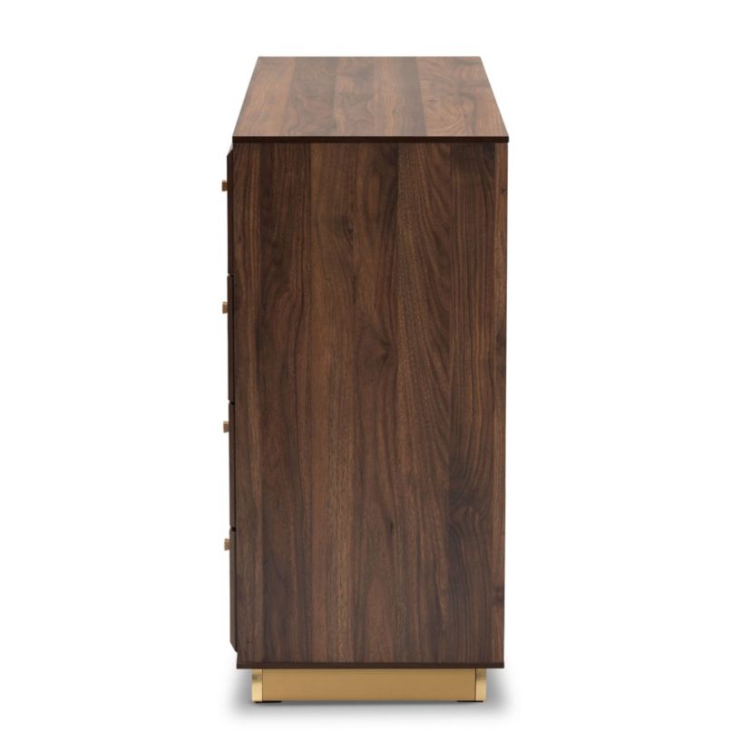 Braxton Studio Cormac Modern and Contemporary Walnut Brown Finished Wood and Gold Metal 8-Drawer Dresser
