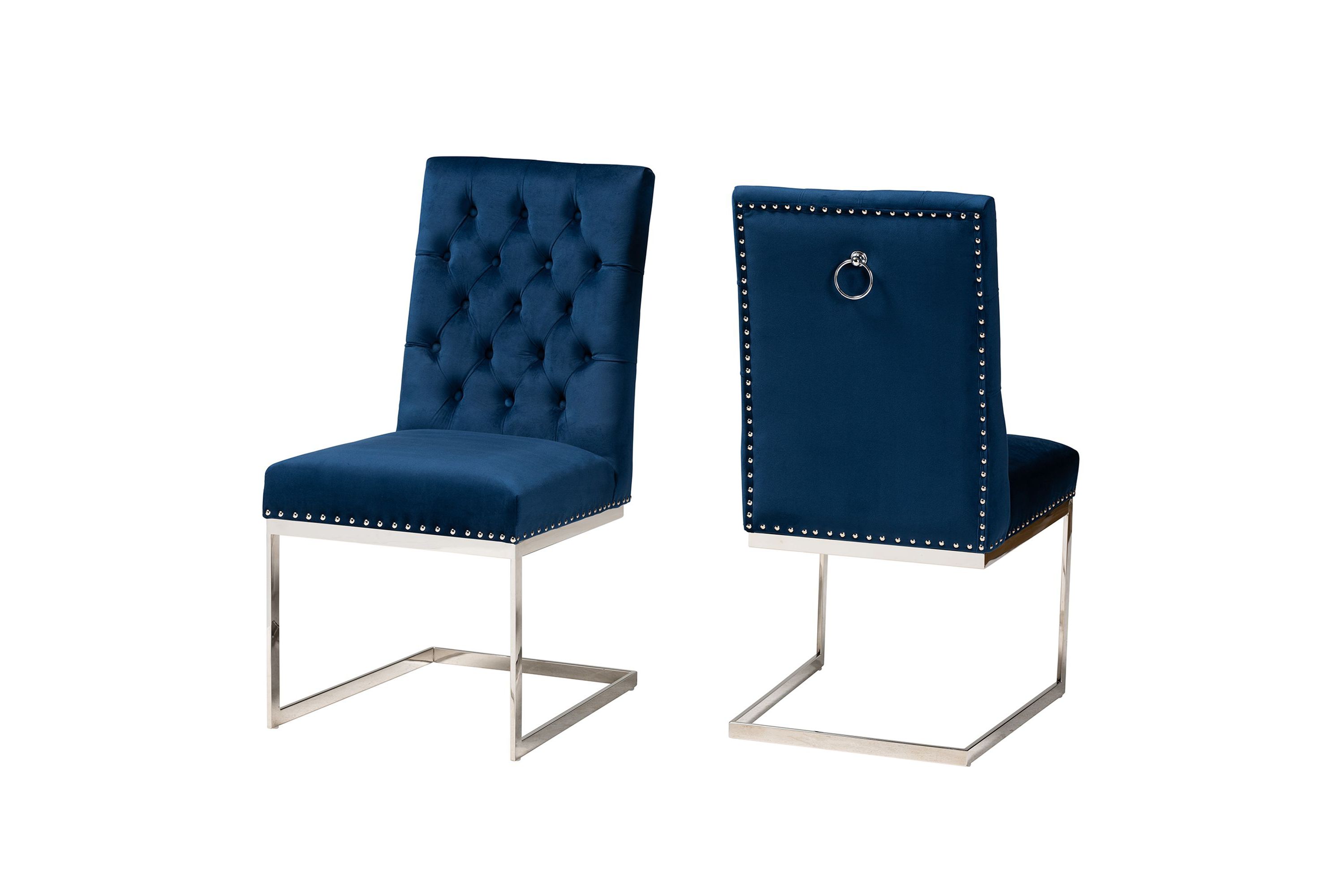 Sherine Contemporary Glam and Luxe Velvet Fabric and Metal Dining Chairs