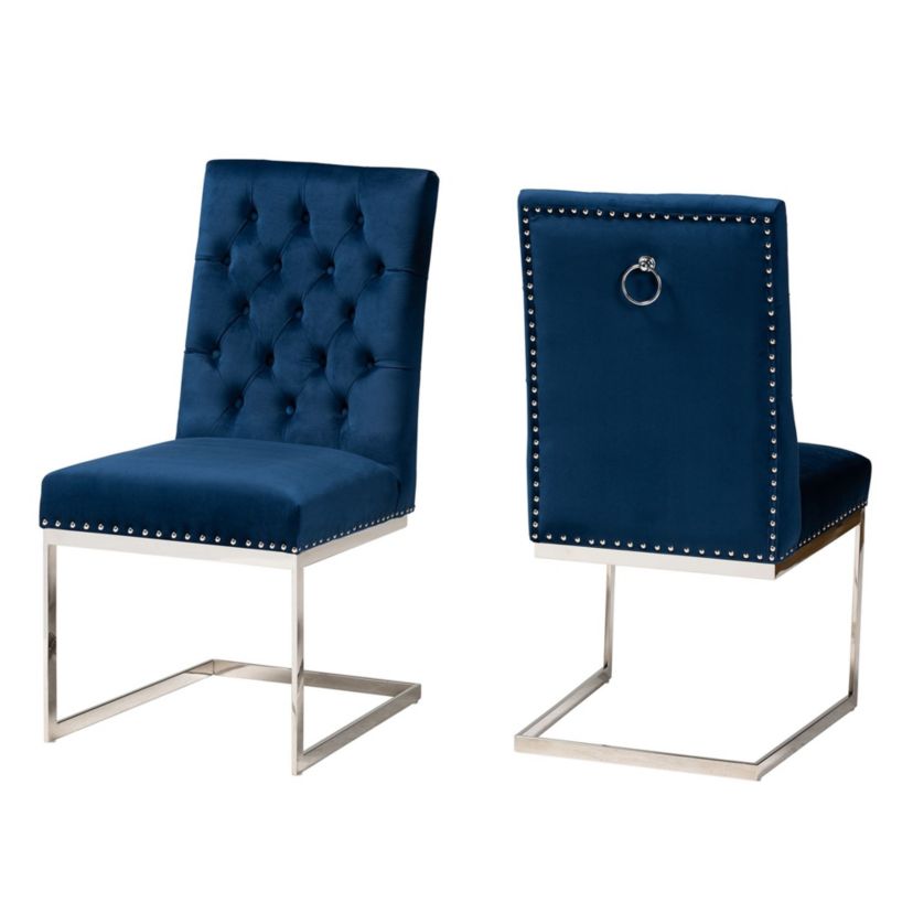 Sherine Contemporary Glam and Luxe Velvet Fabric and Metal Dining Chairs