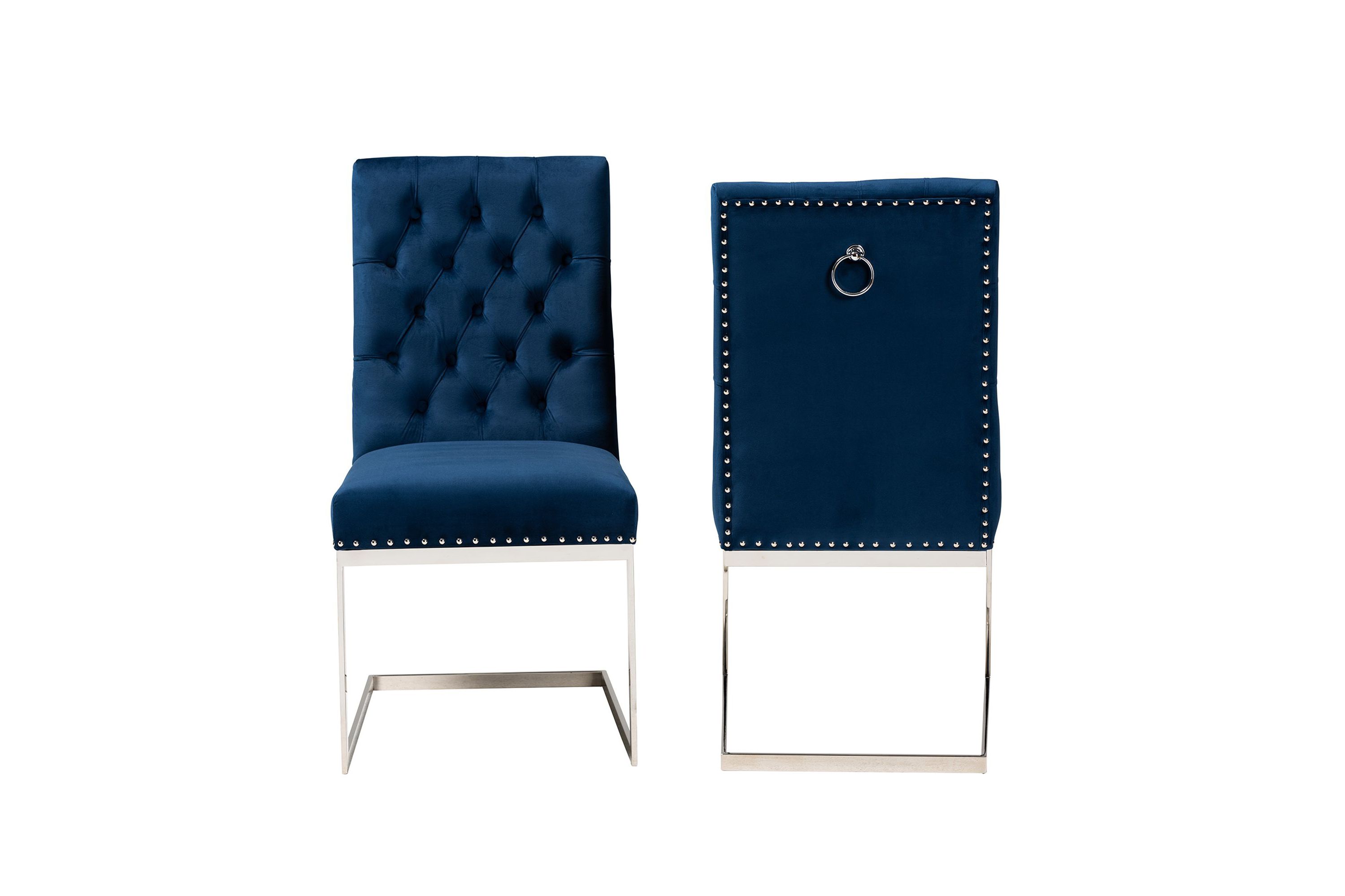 Sherine Contemporary Glam and Luxe Velvet Fabric and Metal Dining Chairs