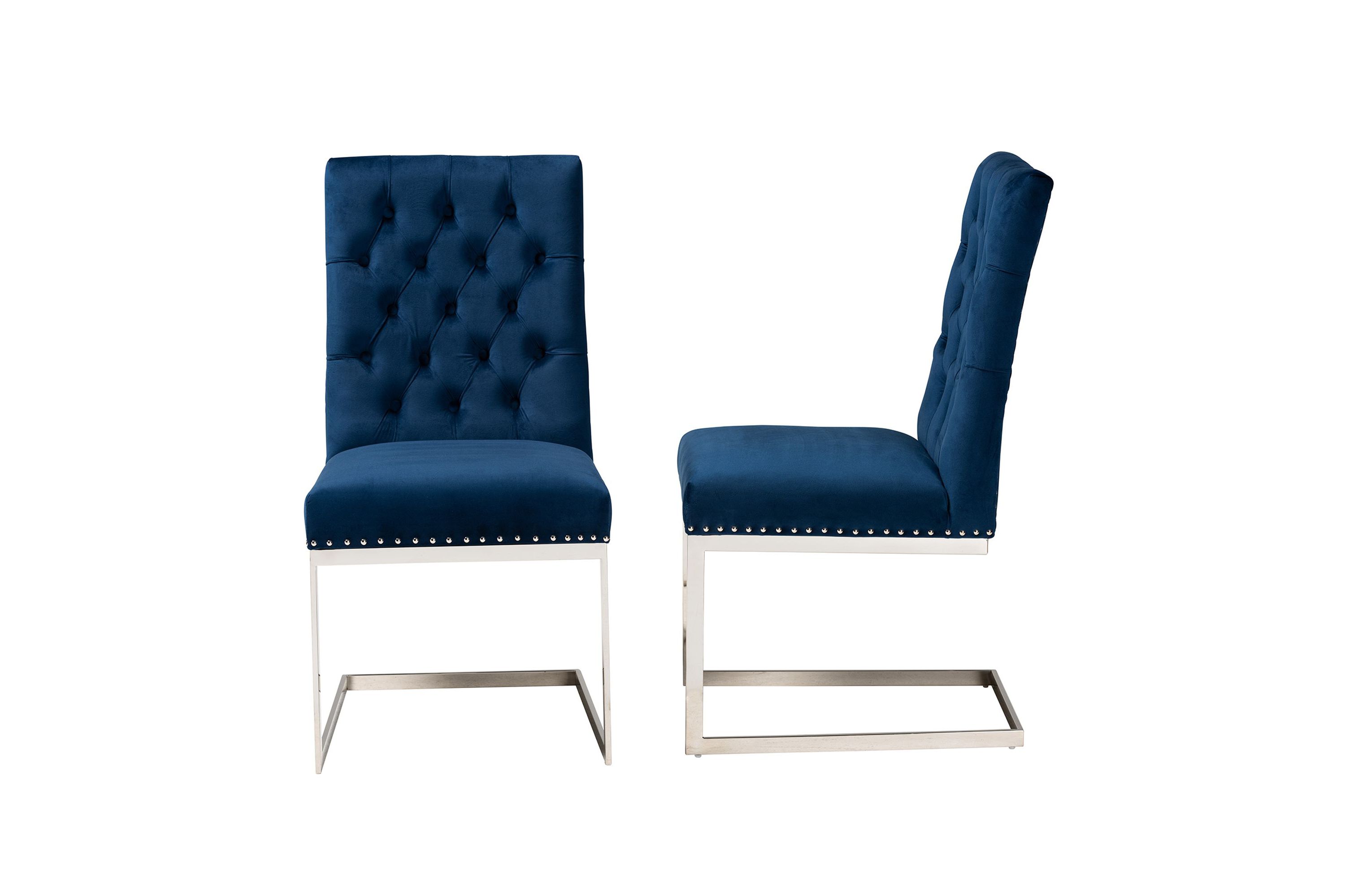 Sherine Contemporary Glam and Luxe Velvet Fabric and Metal Dining Chairs