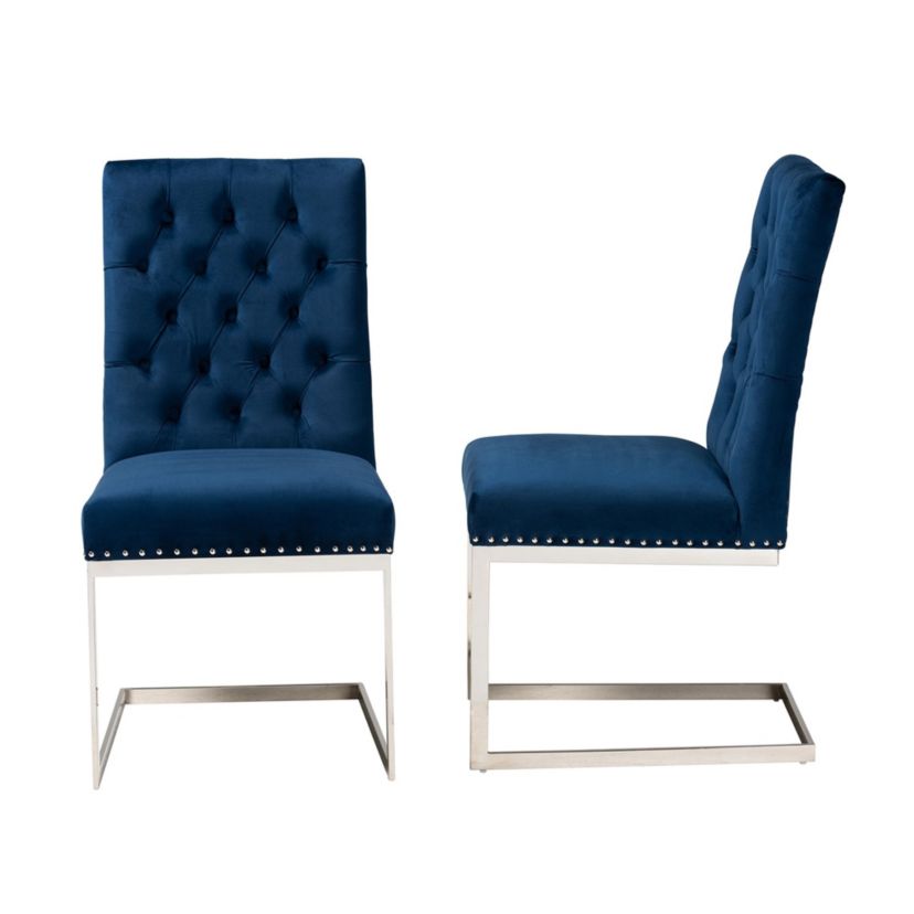 Sherine Contemporary Glam and Luxe Velvet Fabric and Metal Dining Chairs