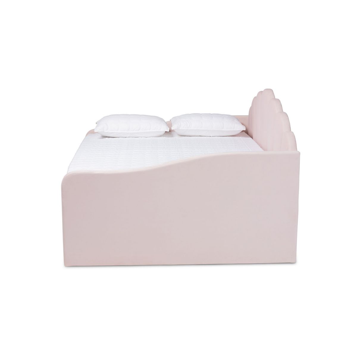 Timila Modern and Contemporary Light Pink Velvet Fabric Upholstered Full Size Daybed