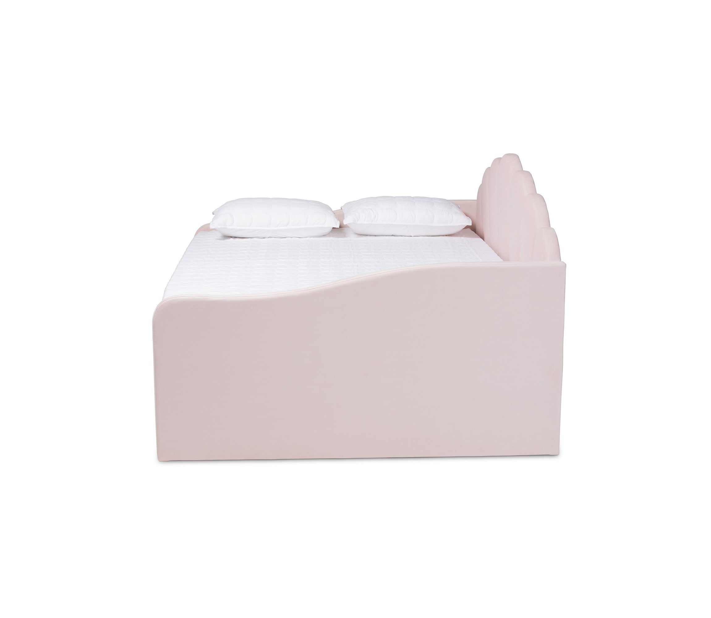 Timila Modern and Contemporary Light Pink Velvet Fabric Upholstered Queen Size Daybed