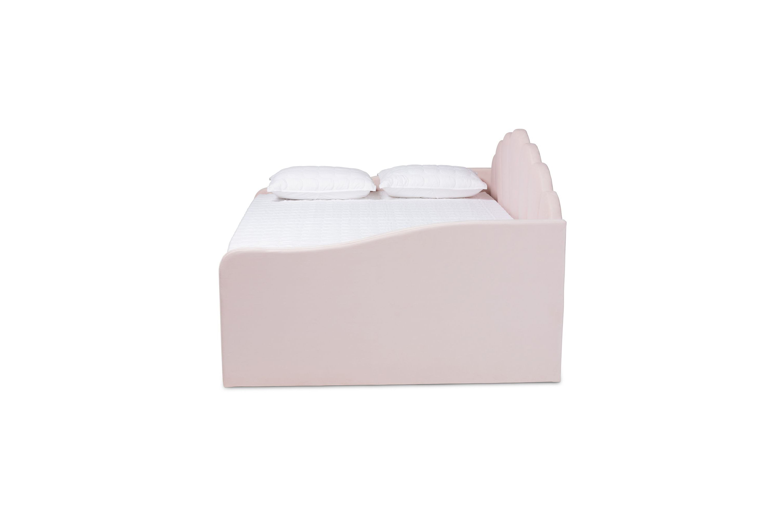 Timila Modern and Contemporary Light Pink Velvet Fabric Upholstered Queen Size Daybed