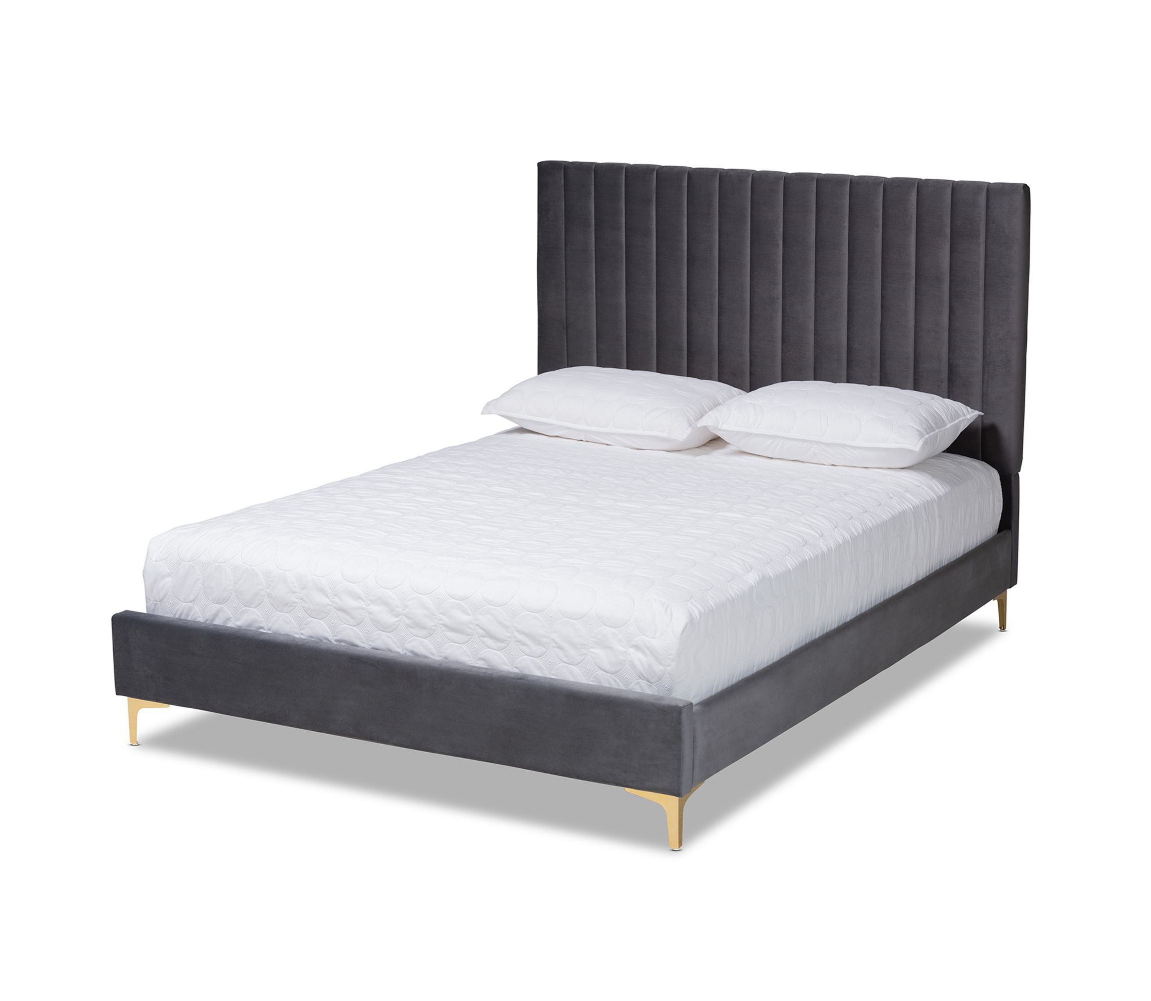 Serrano Contemporary Glam and Luxe Velvet Upholstered and Metal Platform Bed