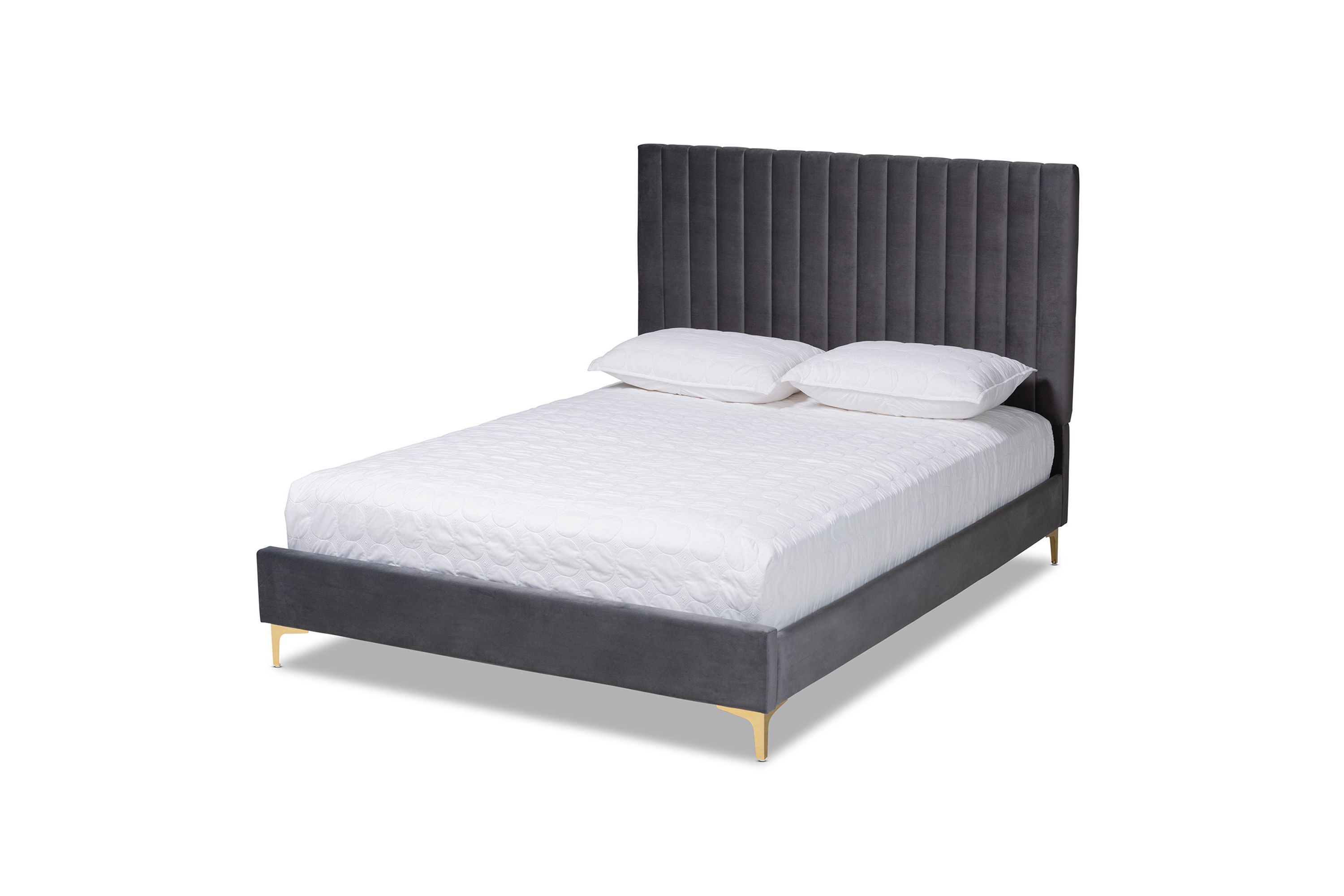Serrano Contemporary Glam and Luxe Velvet Upholstered and Metal Platform Bed