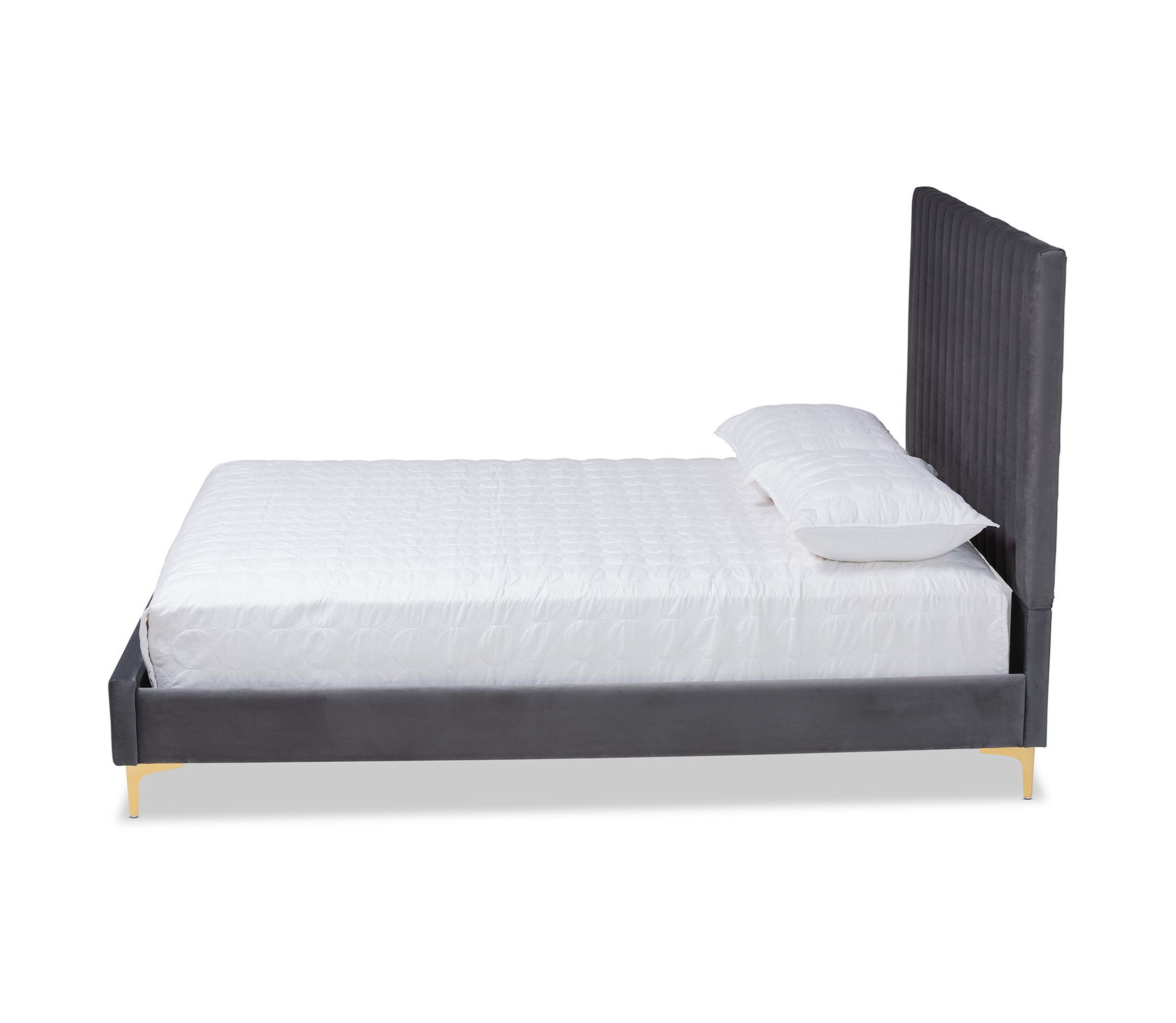 Serrano Contemporary Glam and Luxe Velvet Upholstered and Metal Platform Bed