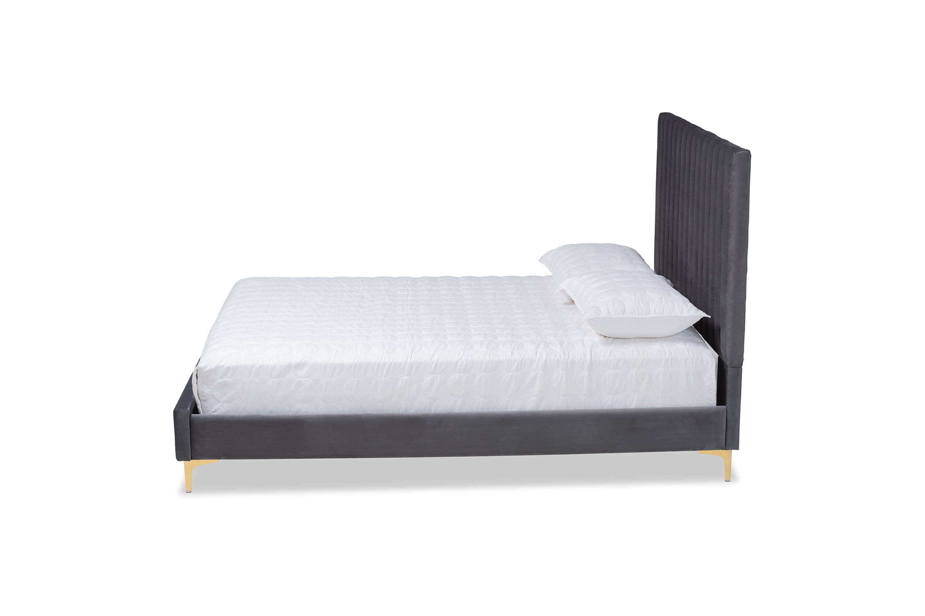 Serrano Contemporary Glam and Luxe Velvet Upholstered and Metal Platform Bed