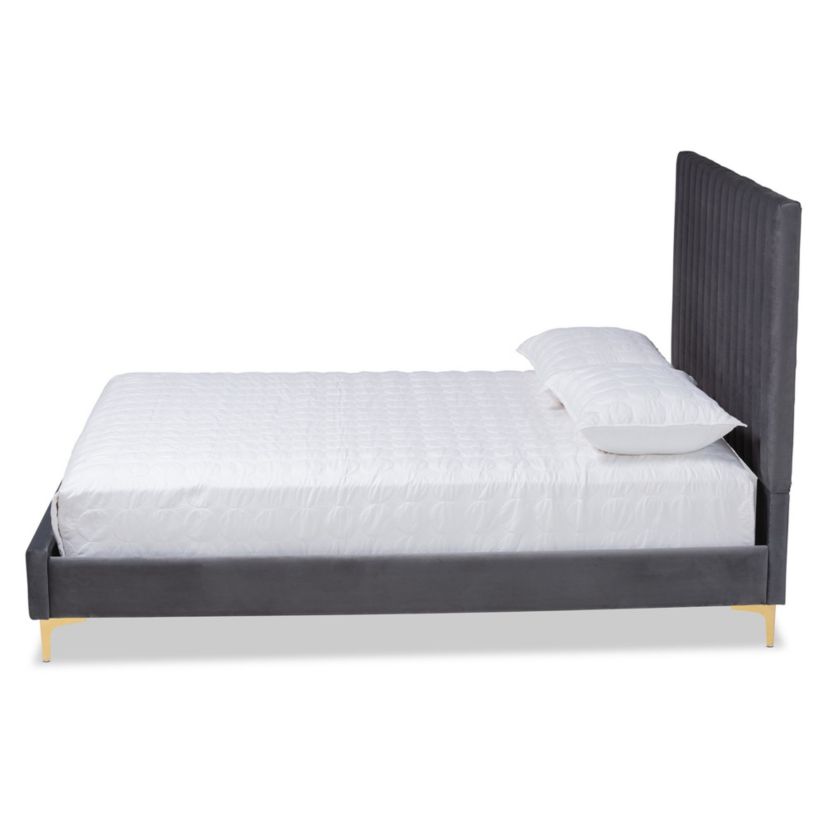 Serrano Contemporary Glam and Luxe Velvet Upholstered and Metal Platform Bed