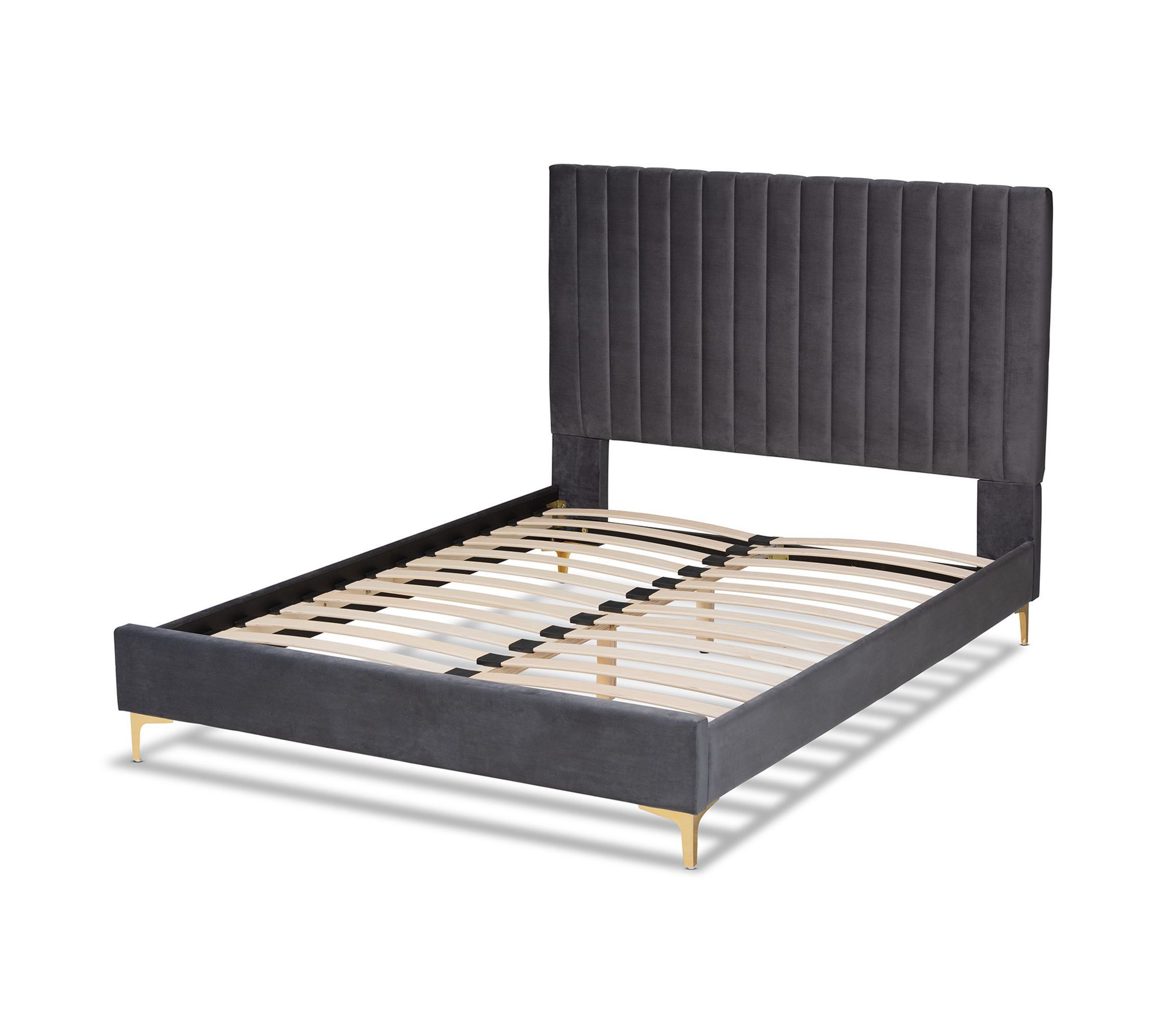 Serrano Contemporary Glam and Luxe Velvet Upholstered and Metal Platform Bed