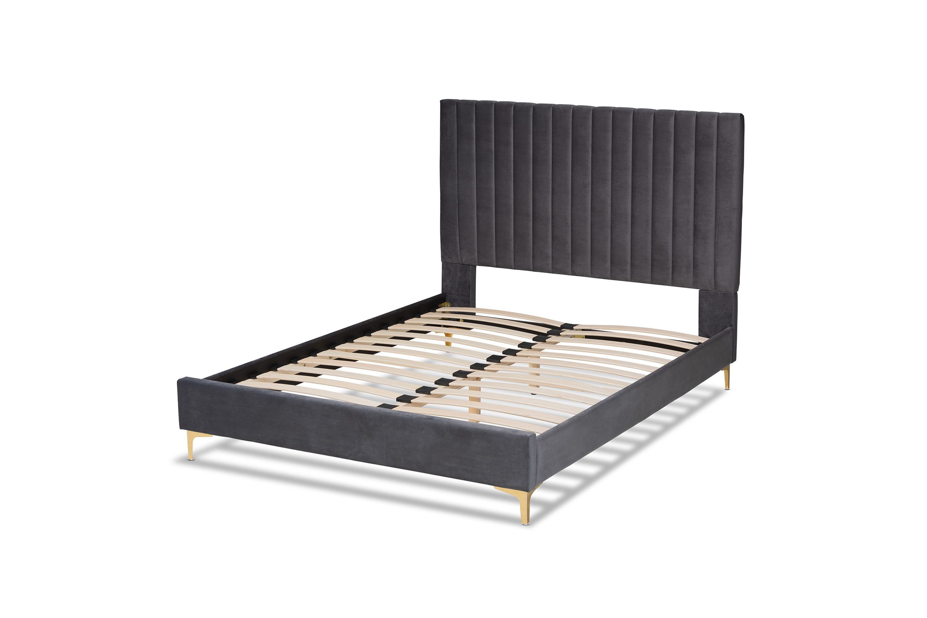 Serrano Contemporary Glam and Luxe Velvet Upholstered and Metal Platform Bed