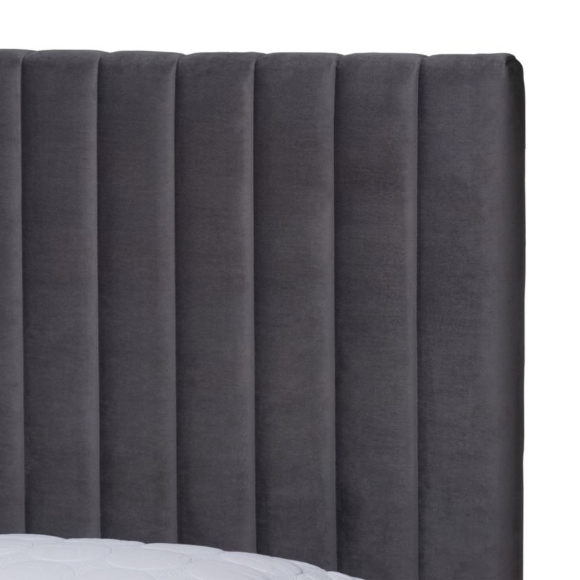 Serrano Contemporary Glam and Luxe Velvet Upholstered and Metal Platform Bed
