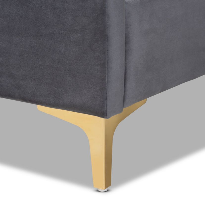 Serrano Contemporary Glam and Luxe Velvet Upholstered and Metal Platform Bed