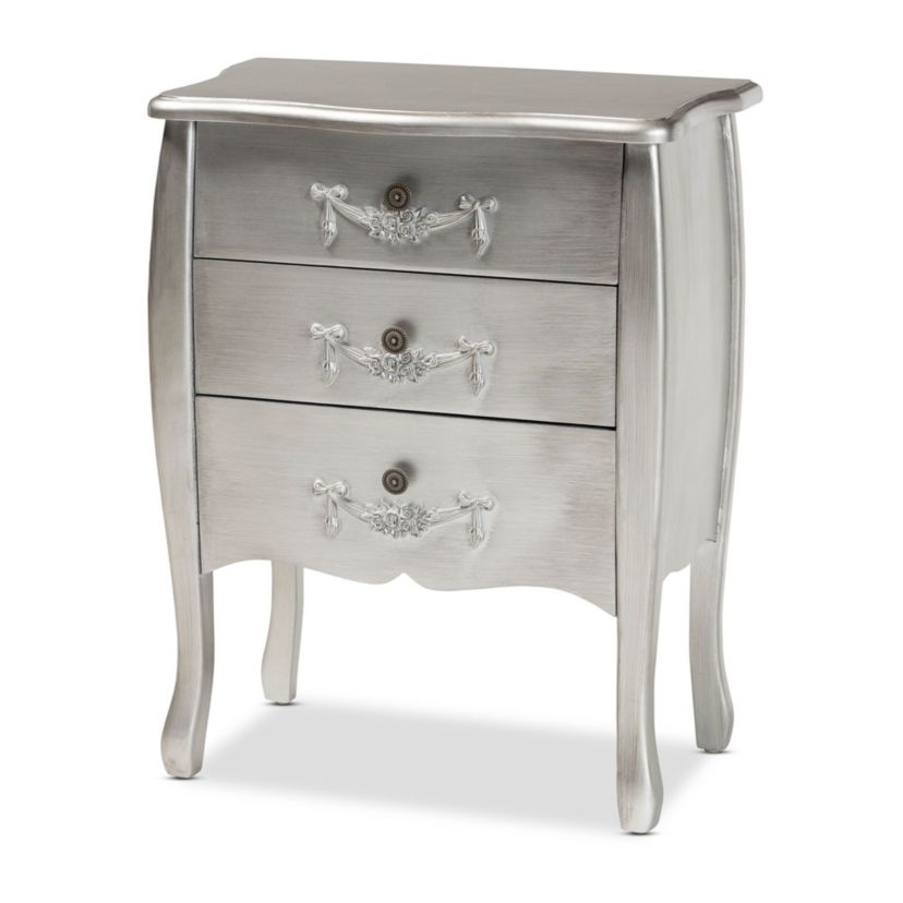 Eliya Classic and Traditional Brushed Wood 3-Drawer Storage Cabinet