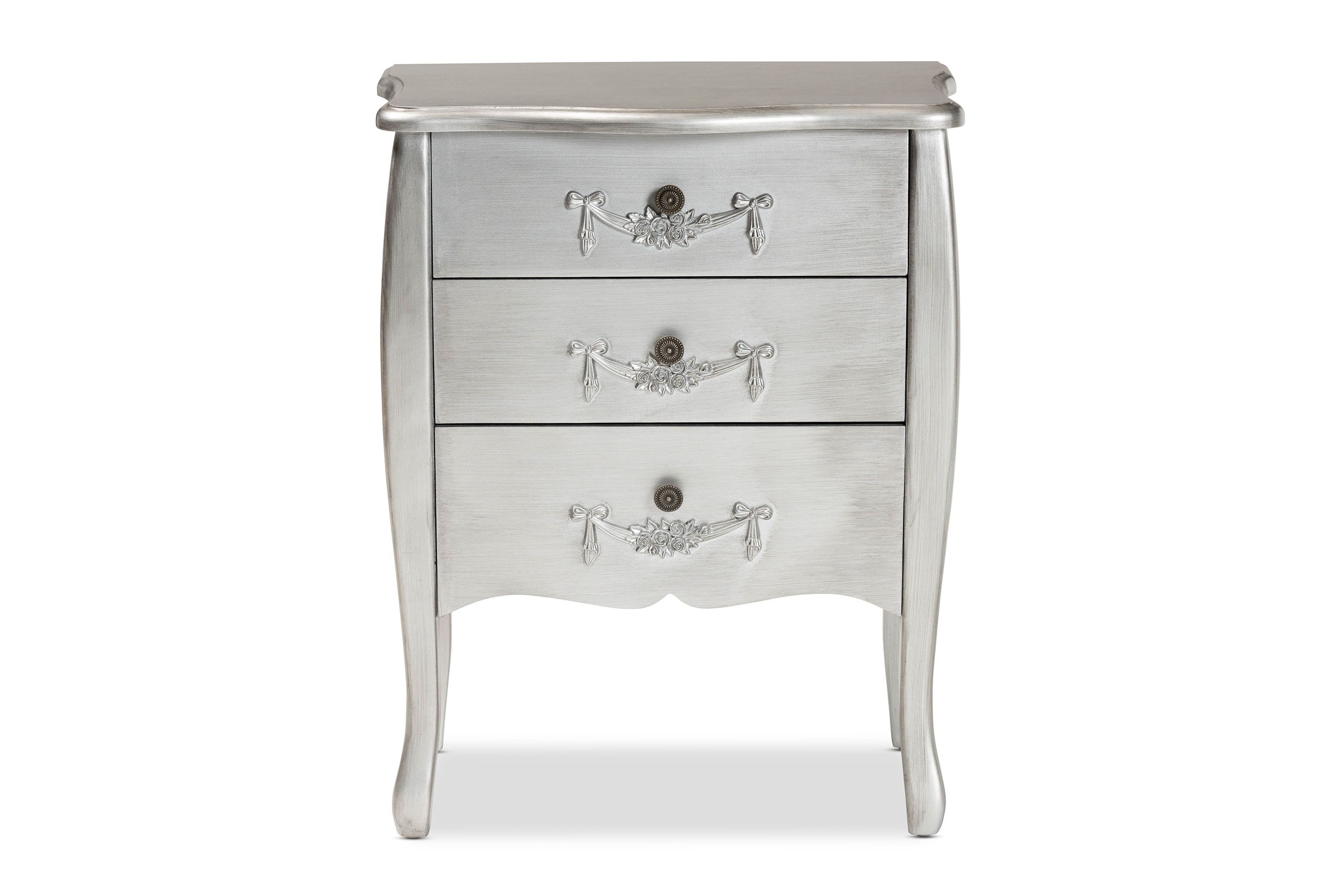 Eliya Classic and Traditional Brushed Wood 3-Drawer Storage Cabinet