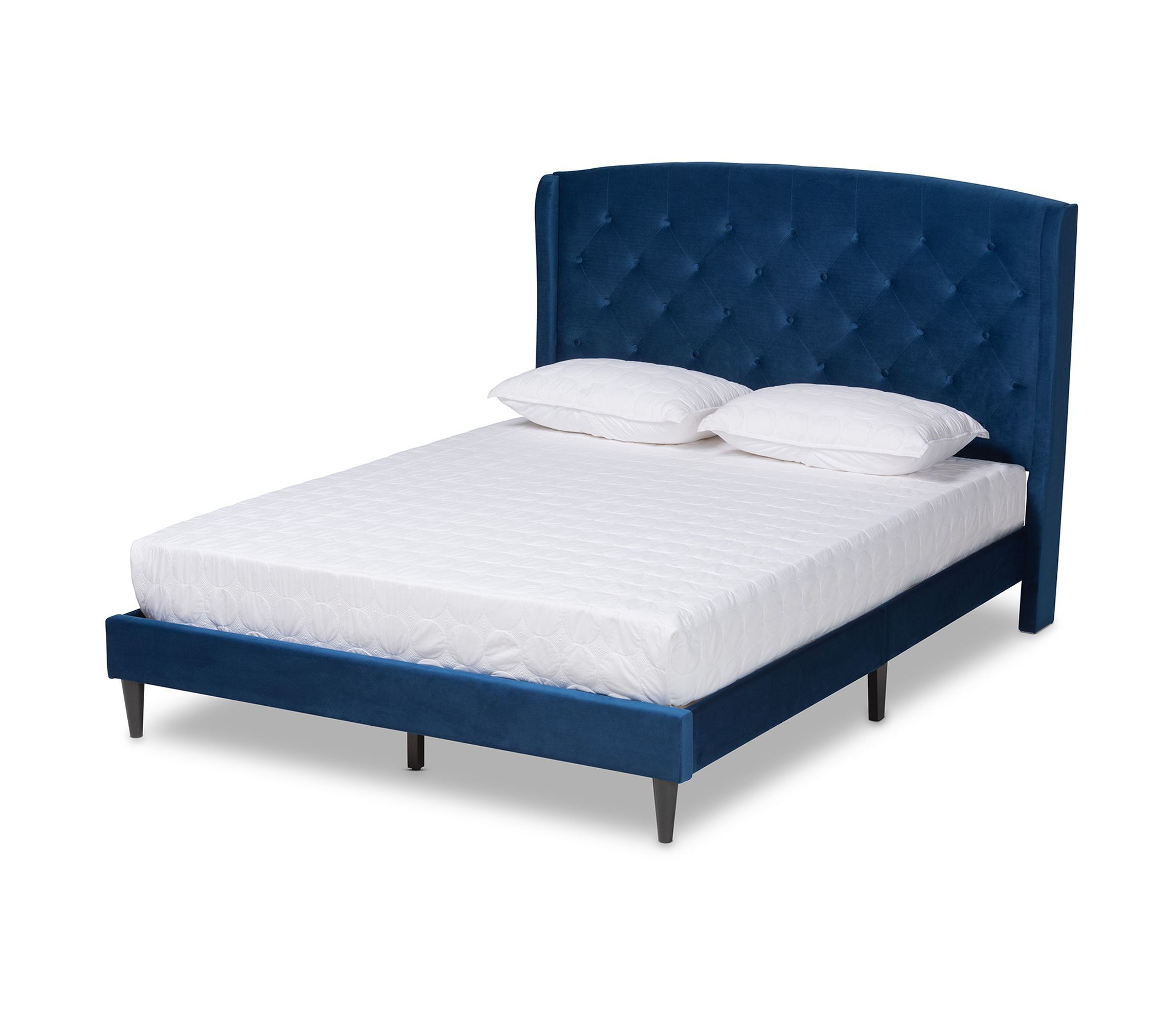 Joanna Modern and Contemporay Velvet Upholstered and Wood Platform Bed