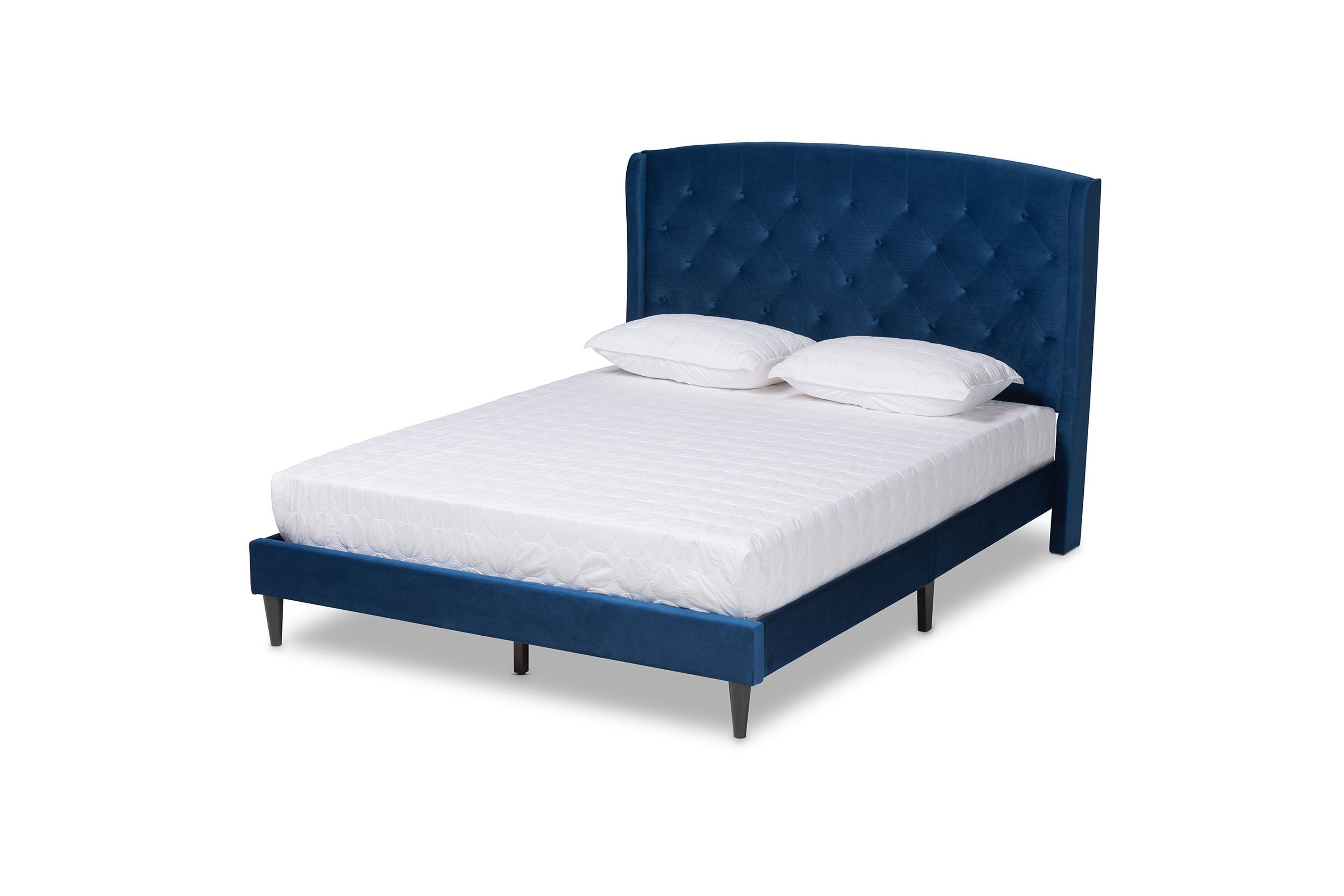 Joanna Modern and Contemporay Velvet Upholstered and Wood Platform Bed