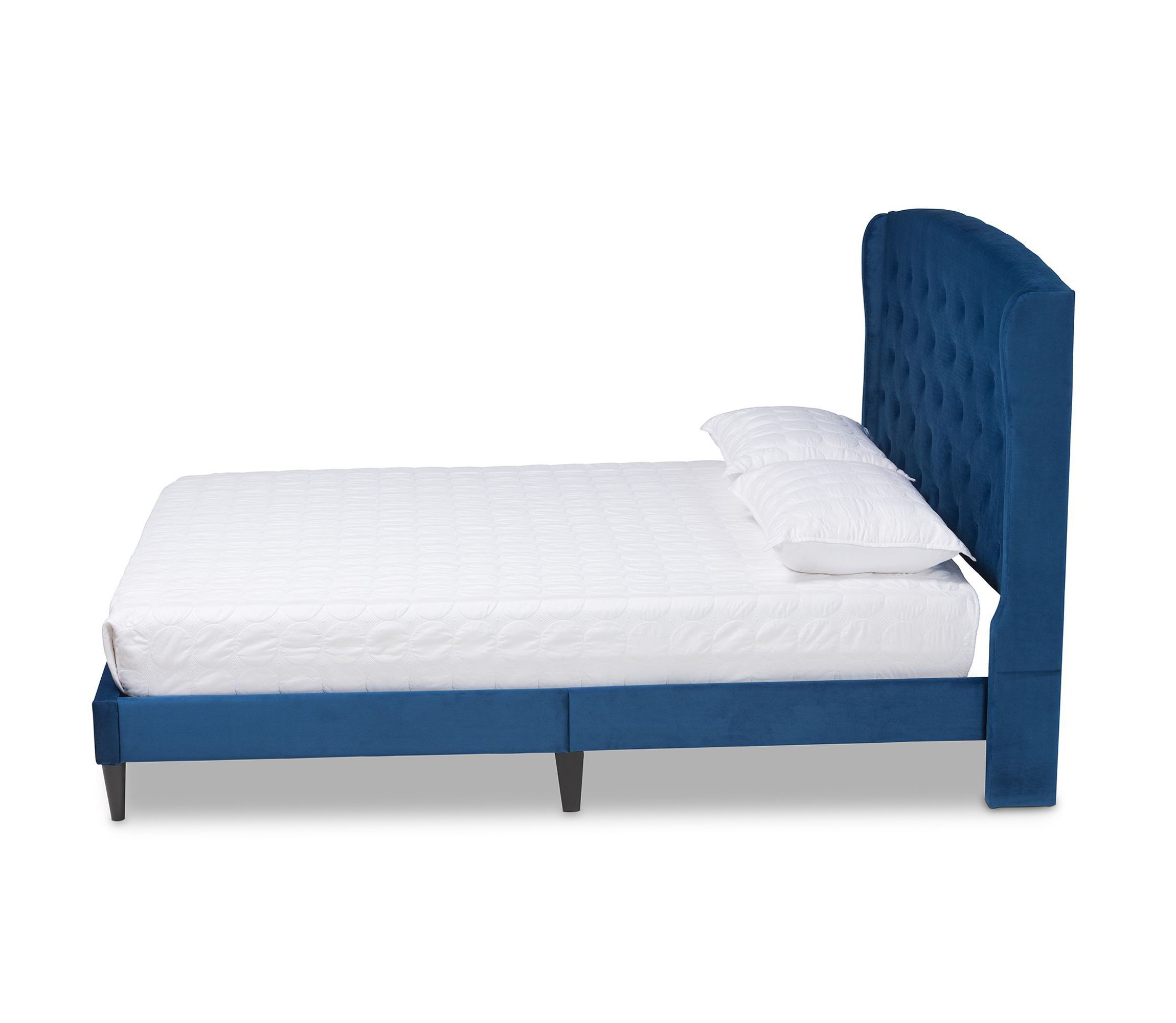 Joanna Modern and Contemporay Velvet Upholstered and Wood Platform Bed