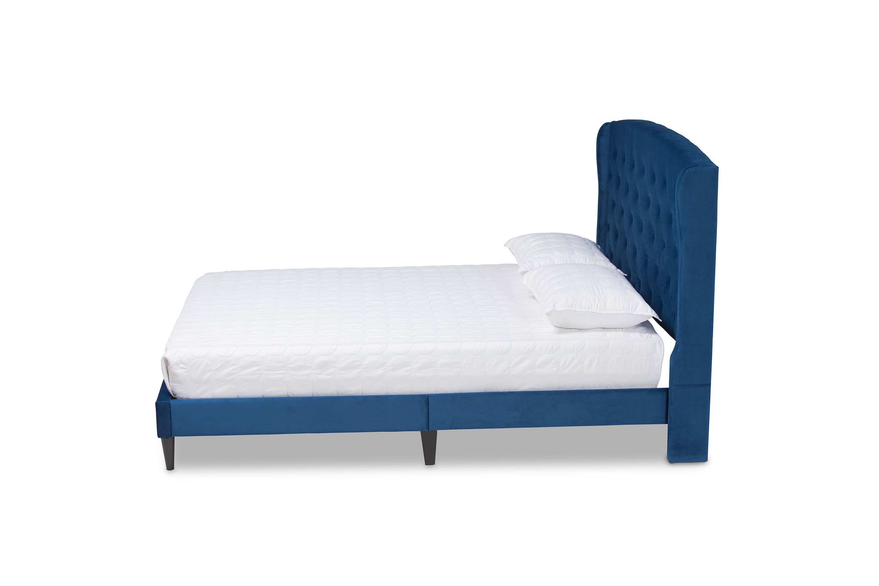 Joanna Modern and Contemporay Velvet Upholstered and Wood Platform Bed