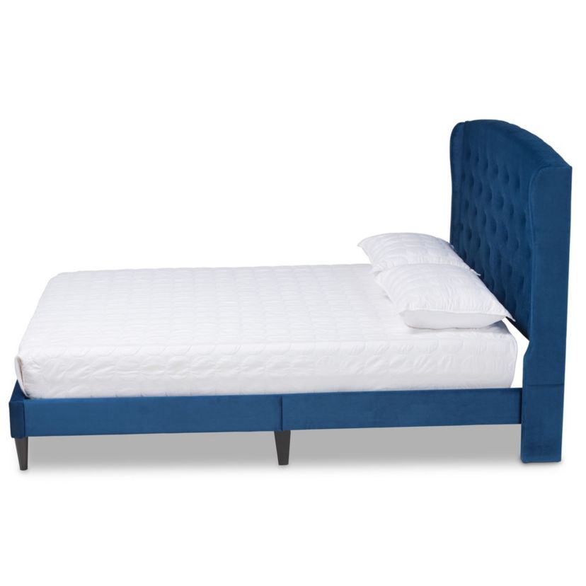 Joanna Modern and Contemporay Velvet Upholstered and Wood Platform Bed