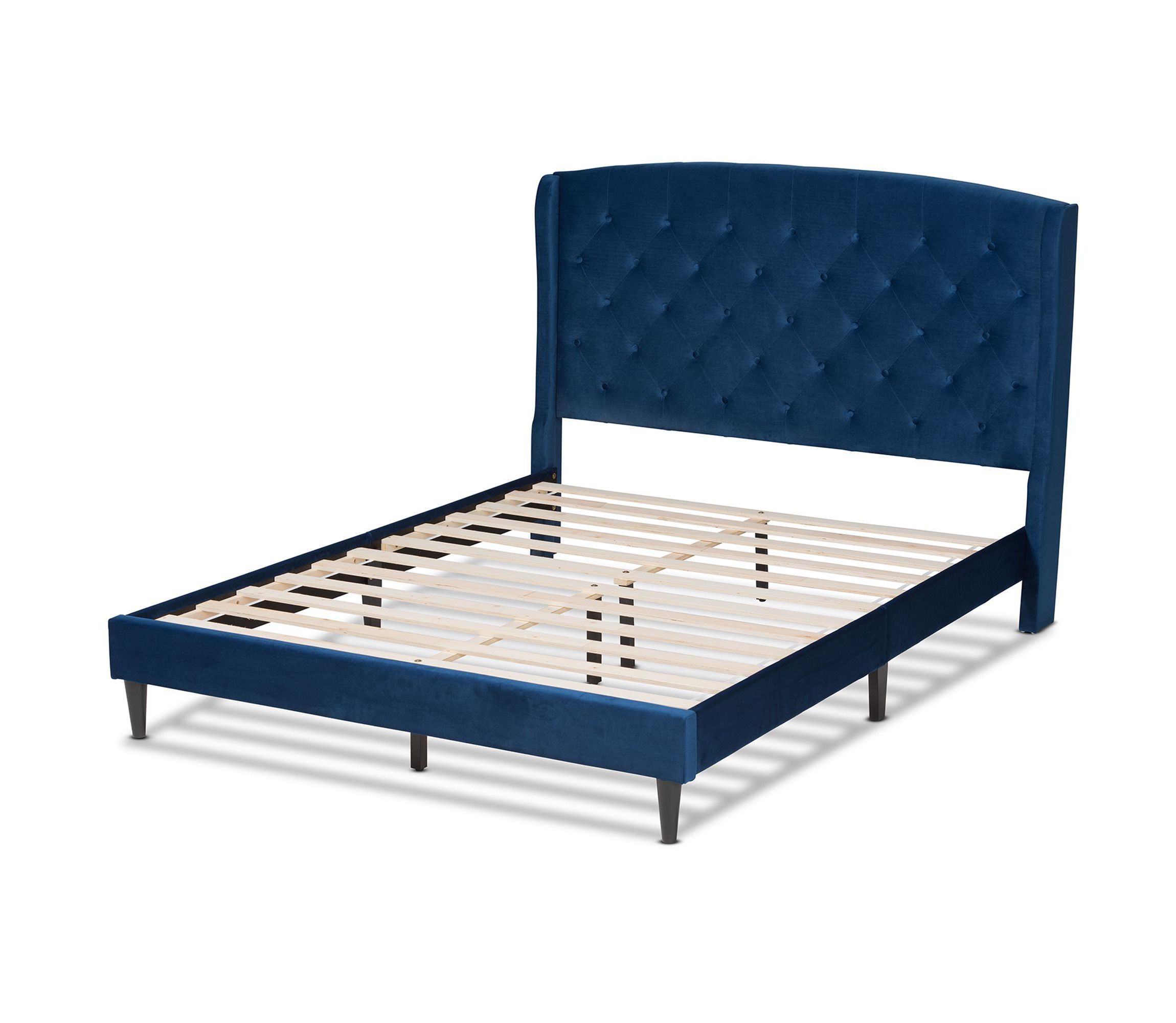 Joanna Modern and Contemporay Velvet Upholstered and Wood Platform Bed