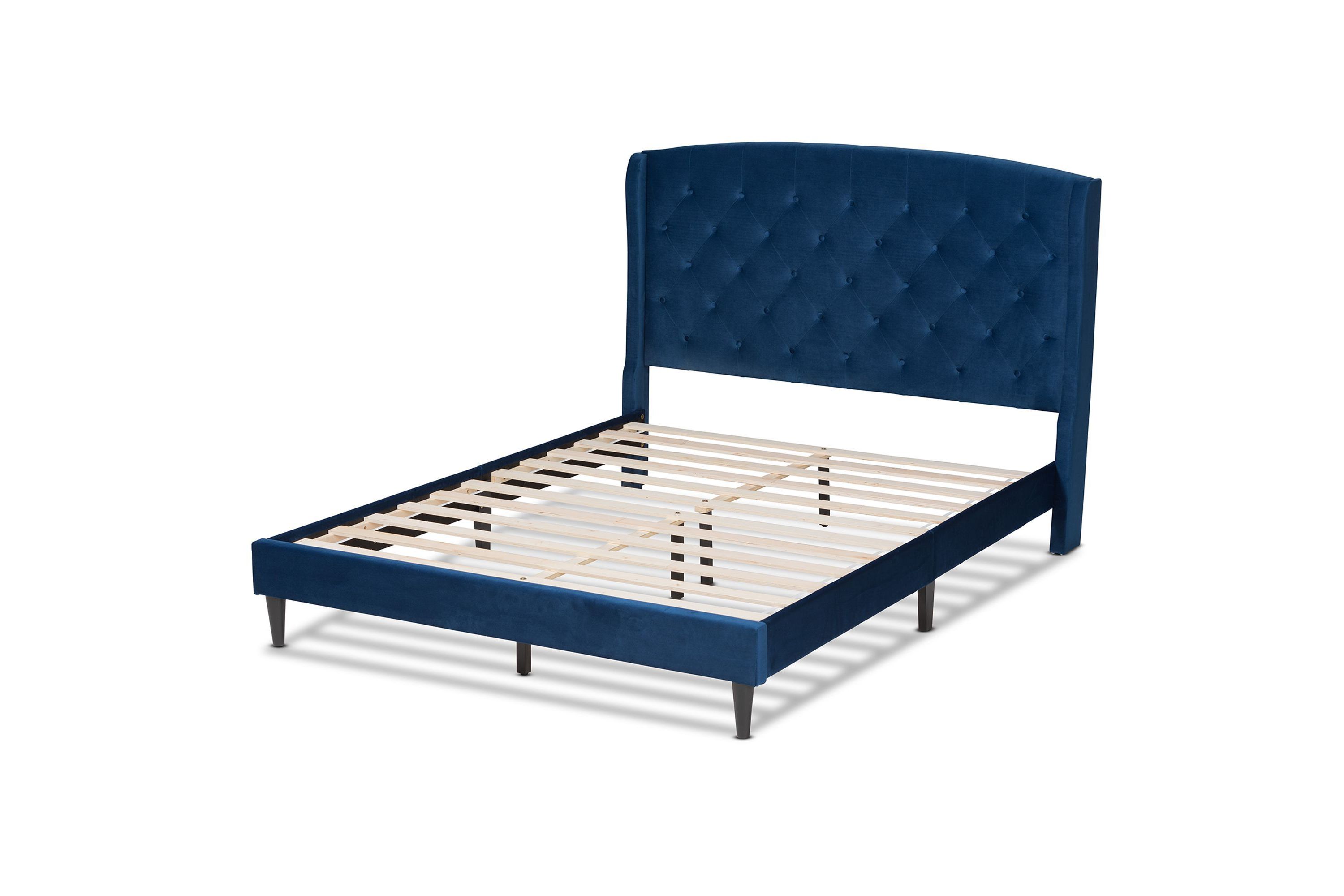 Joanna Modern and Contemporay Velvet Upholstered and Wood Platform Bed