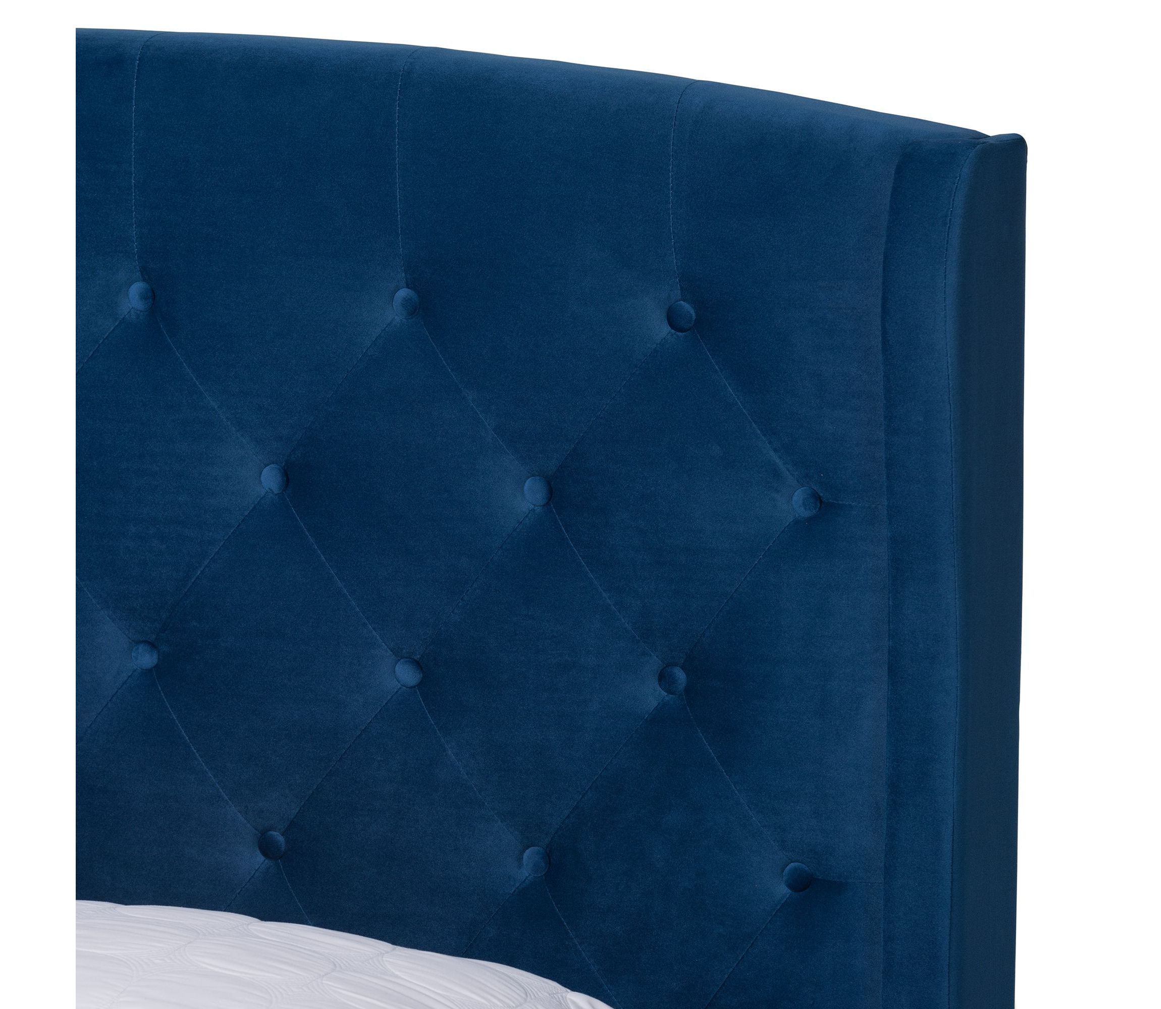 Joanna Modern and Contemporay Velvet Upholstered and Wood Platform Bed