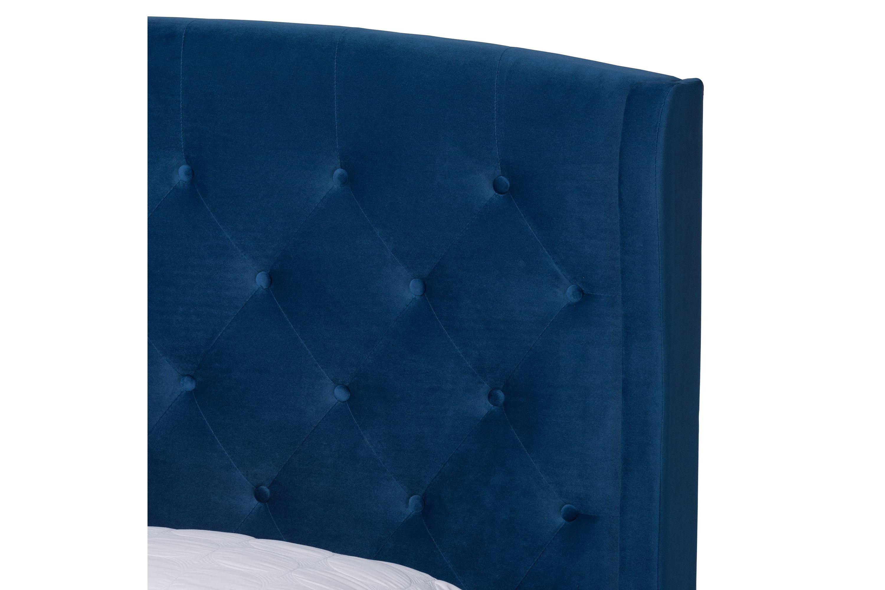Joanna Modern and Contemporay Velvet Upholstered and Wood Platform Bed