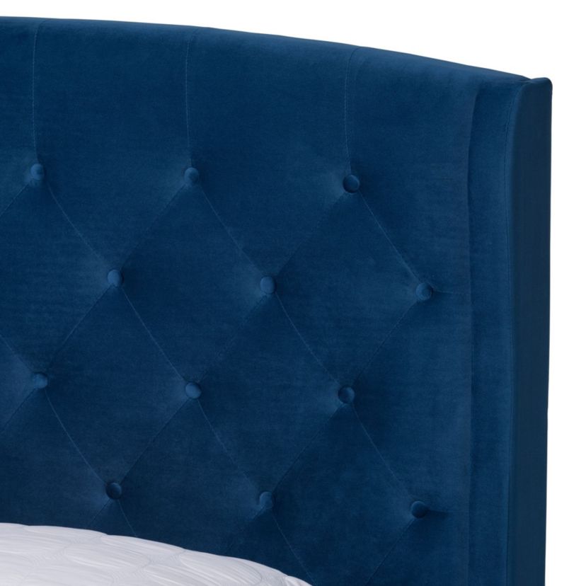 Joanna Modern and Contemporay Velvet Upholstered and Wood Platform Bed
