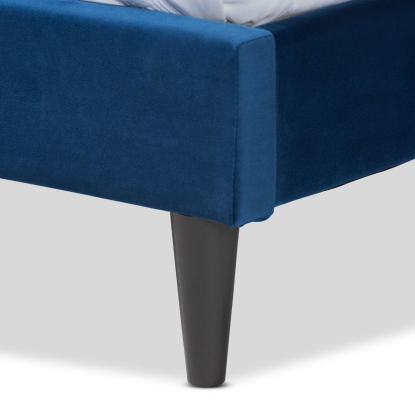 Joanna Modern and Contemporay Velvet Upholstered and Wood Platform Bed