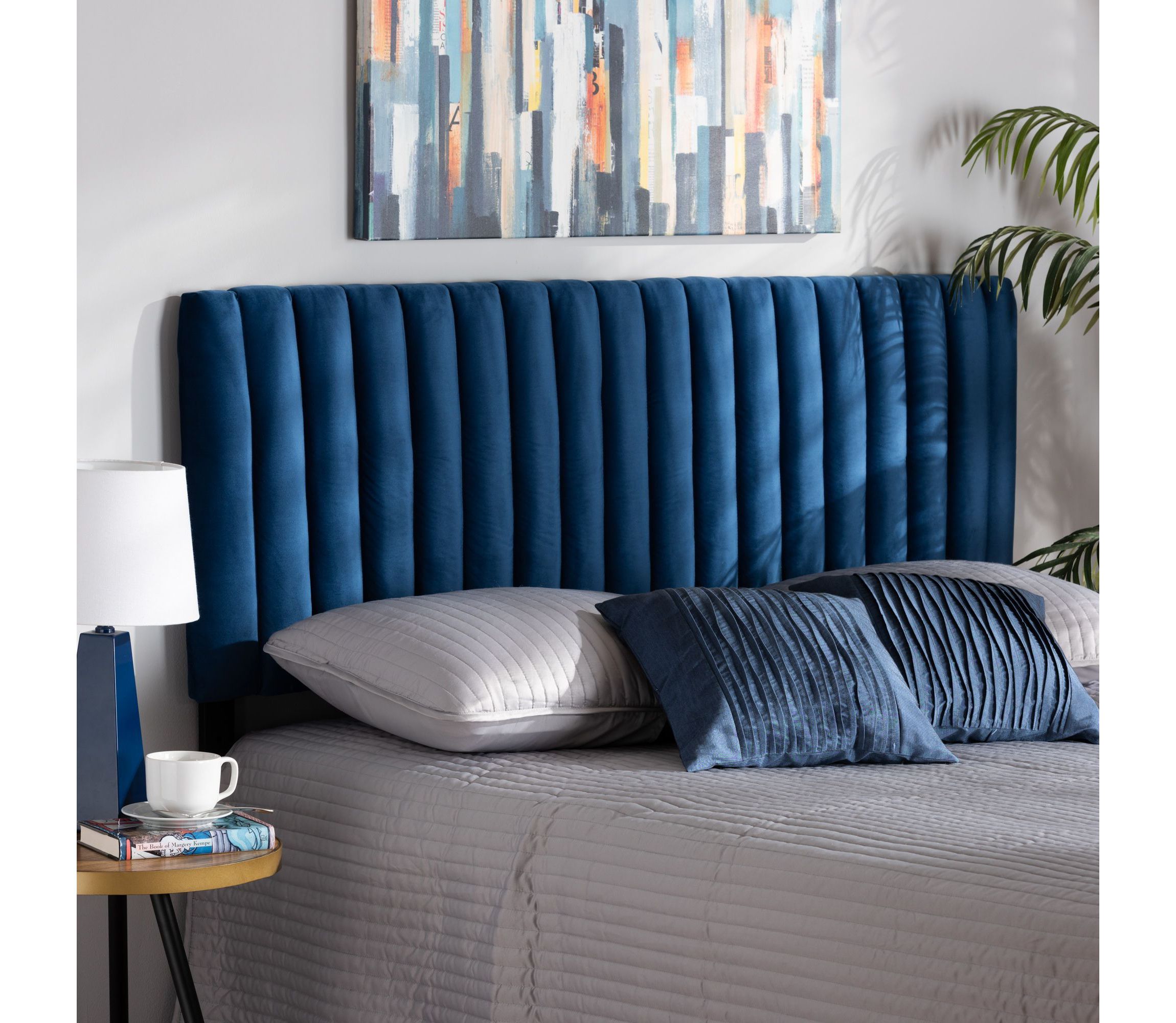 Emile Modern and Contemporary Velvet Upholstered and Wood Headboard