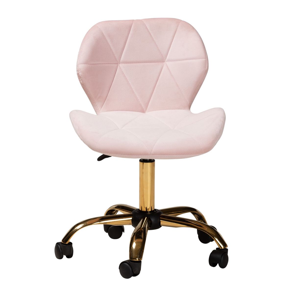 Savara Contemporary Glam and Luxe Velvet Fabric and Metal Swivel Office Chair