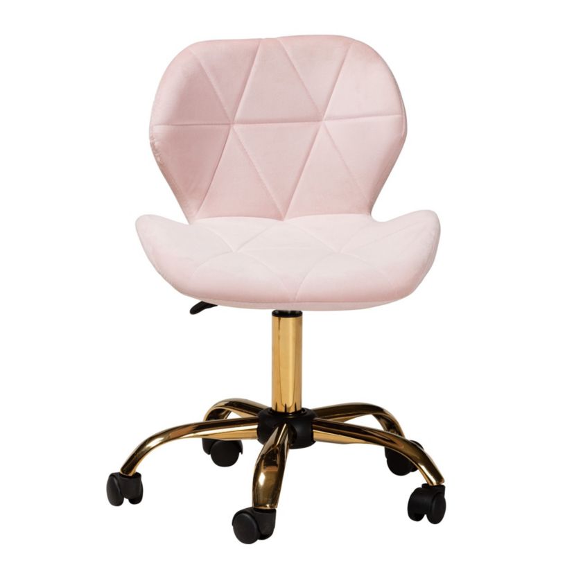 Savara Contemporary Glam and Luxe Velvet Fabric and Metal Swivel Office Chair