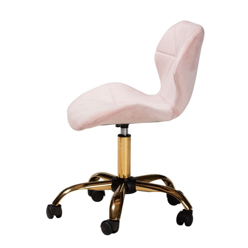 Savara Contemporary Glam and Luxe Velvet Fabric and Metal Swivel Office Chair