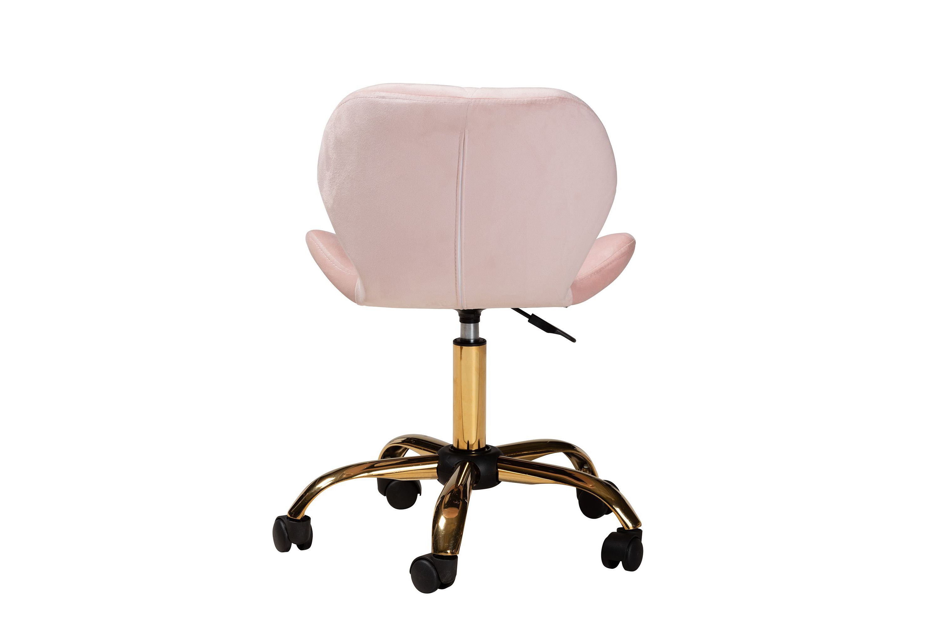 Savara Contemporary Glam and Luxe Velvet Fabric and Metal Swivel Office Chair