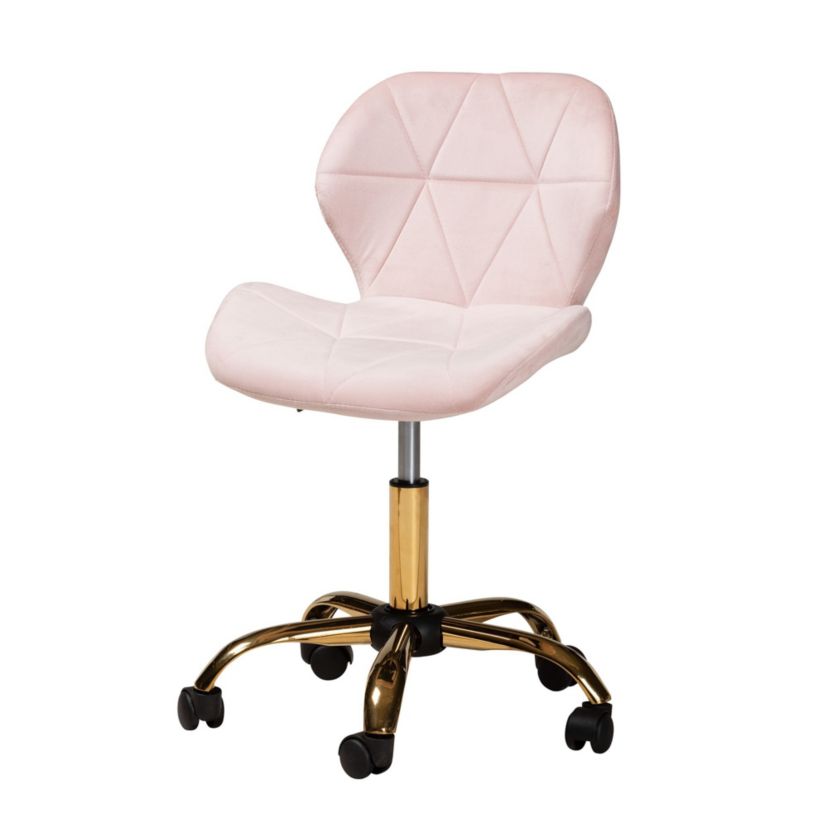 Savara Contemporary Glam and Luxe Velvet Fabric and Metal Swivel Office Chair