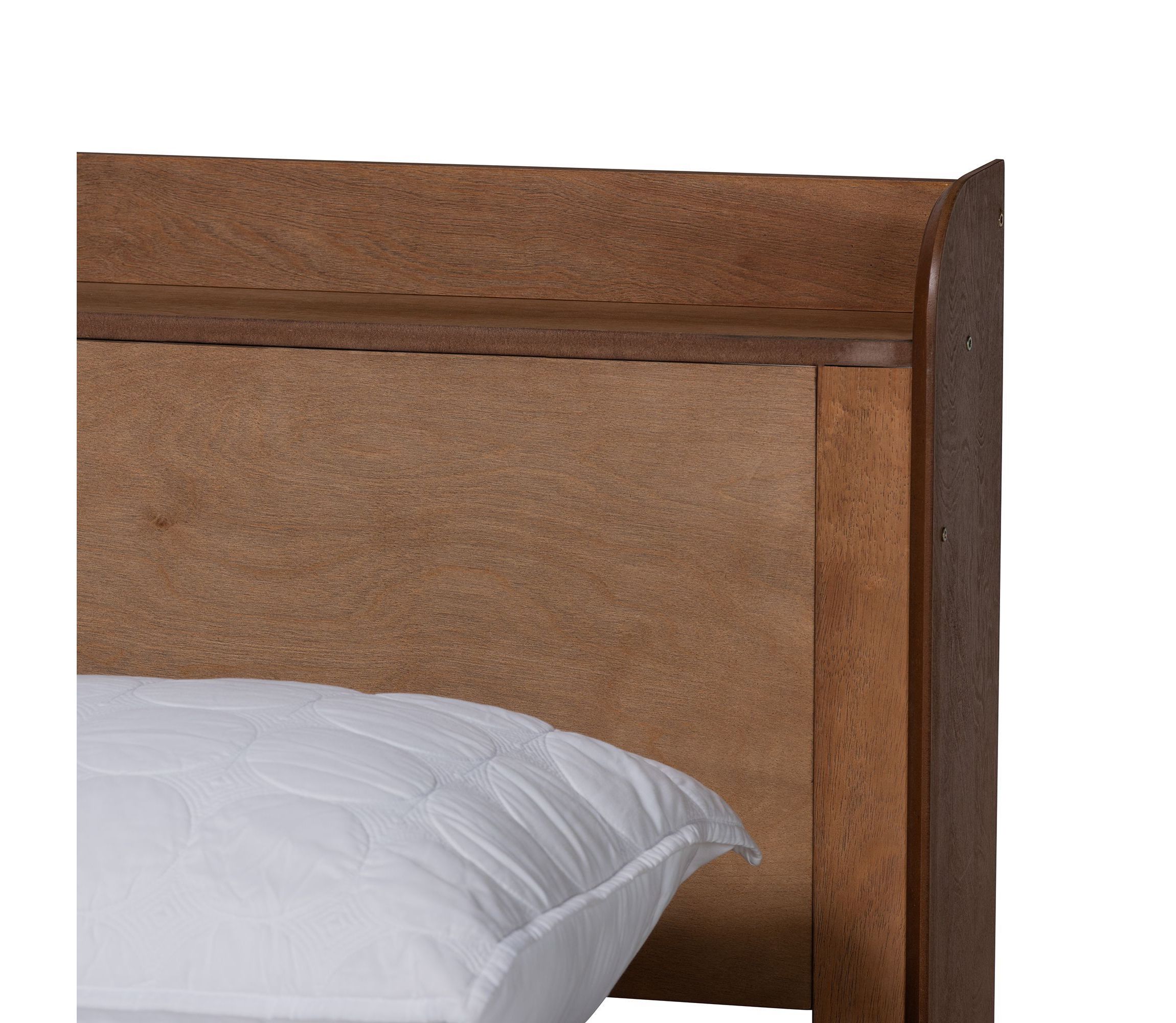 Decker Mid-Century Modern Transitional Wood Platform Bed with Charging Station