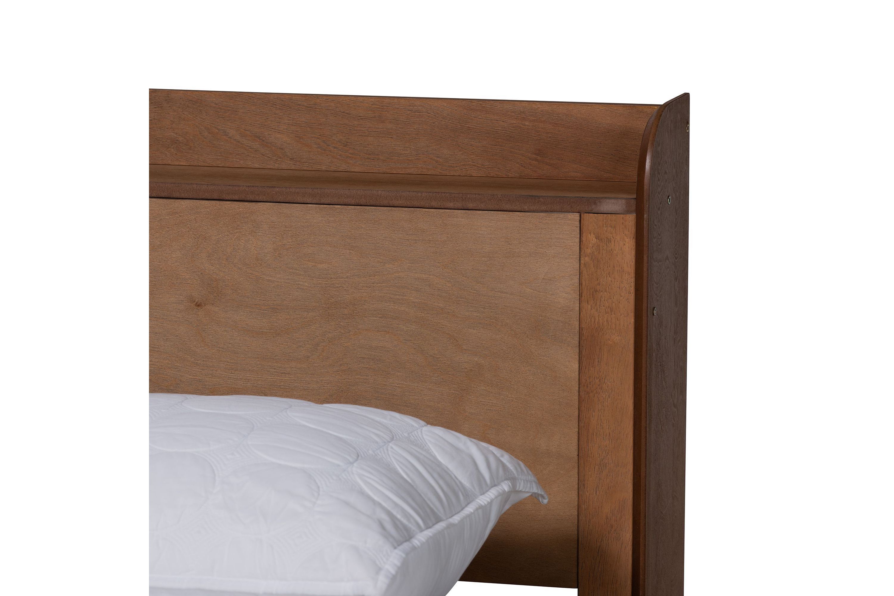 Decker Mid-Century Modern Transitional Wood Platform Bed with Charging Station