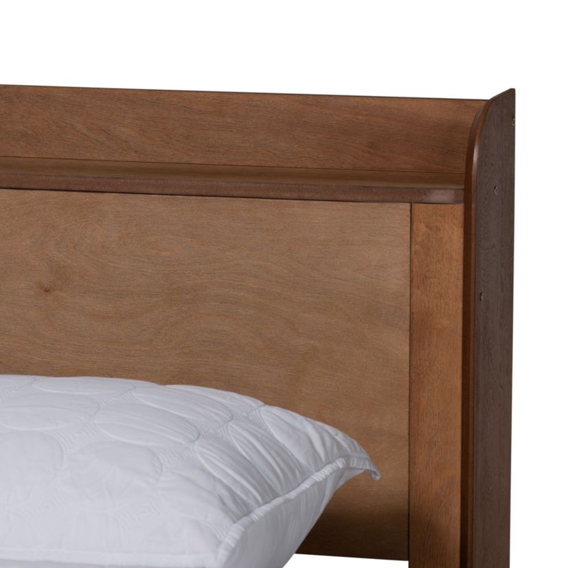 Decker Mid-Century Modern Transitional Wood Platform Bed with Charging Station