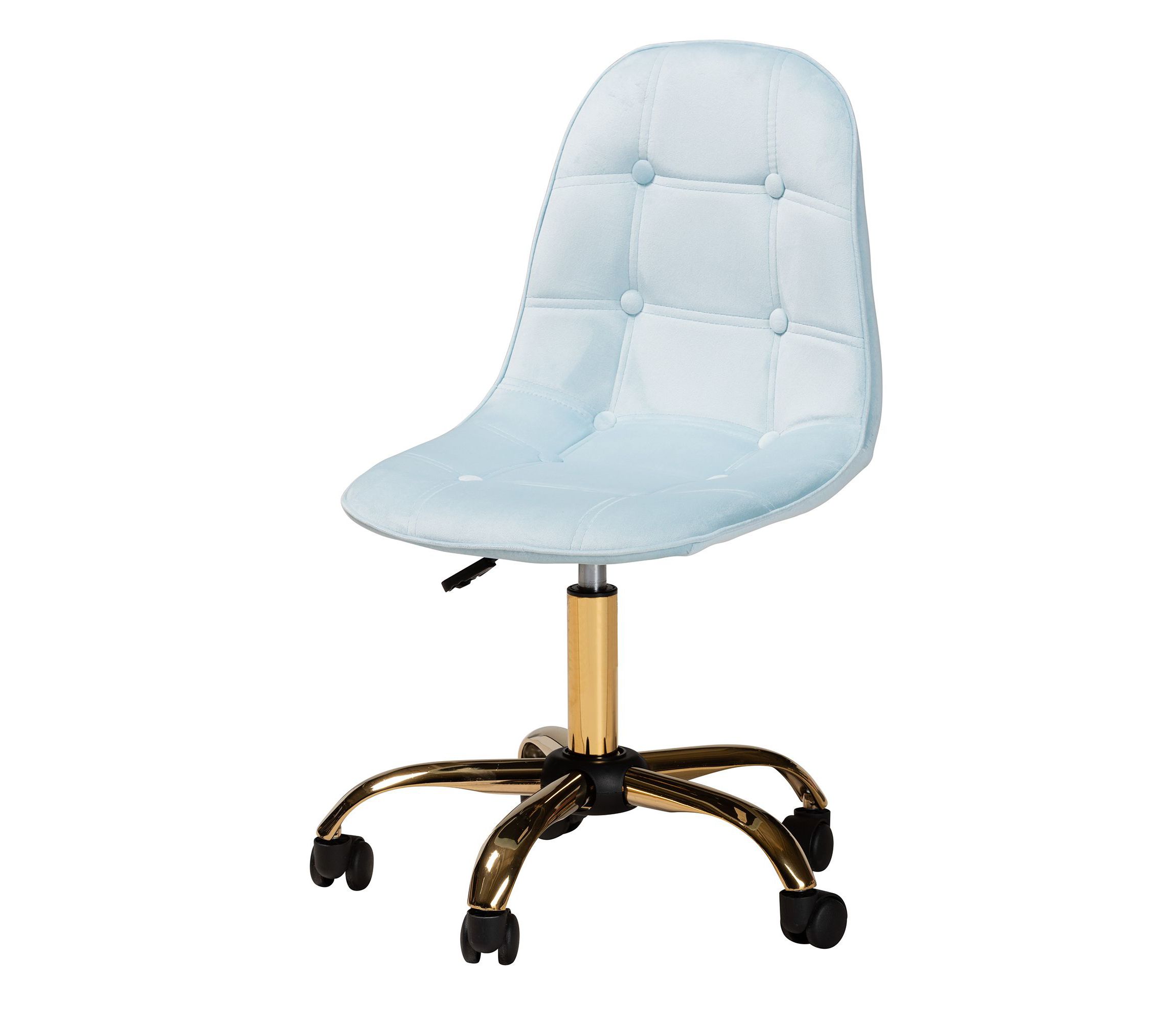 Kabira Contemporary Glam and Luxe Blush Pink Velvet Fabric and Metal Swivel Office chair